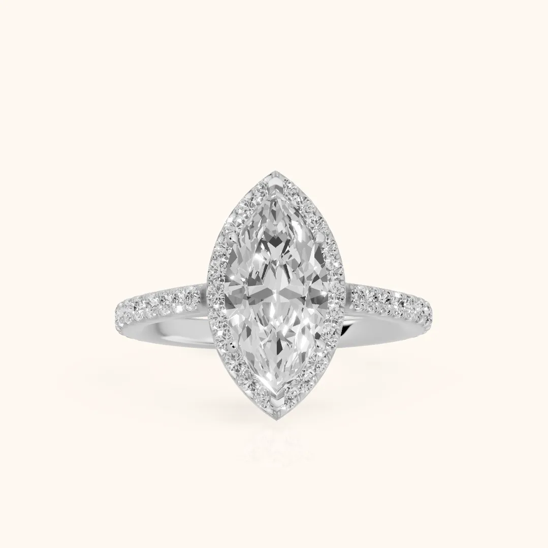 Willa Halo Micropavé Marquise Diamond Engagement Ring in Silver — view 2