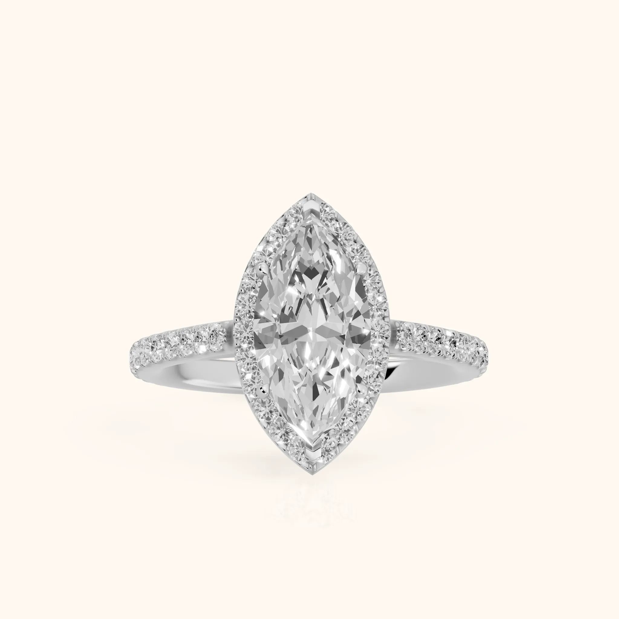 Willa Halo Micropavé Marquise Diamond Engagement Ring in Silver — view 1