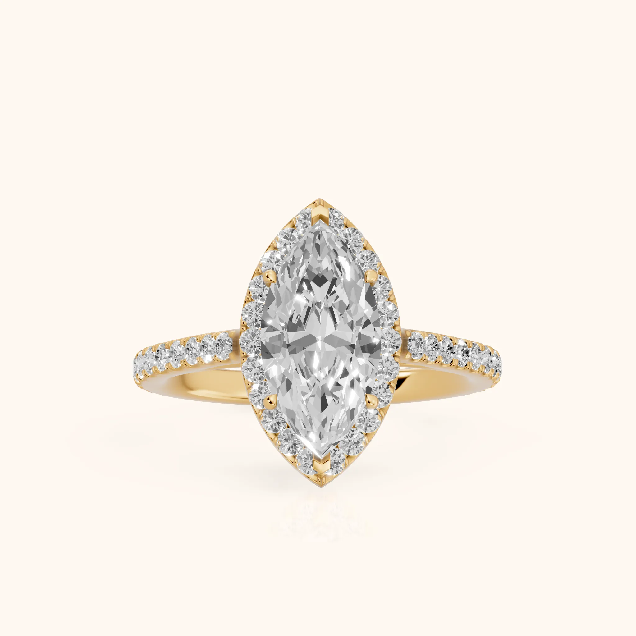 Willa Halo Micropavé Marquise Diamond Engagement Ring in Yellow Gold — view 1