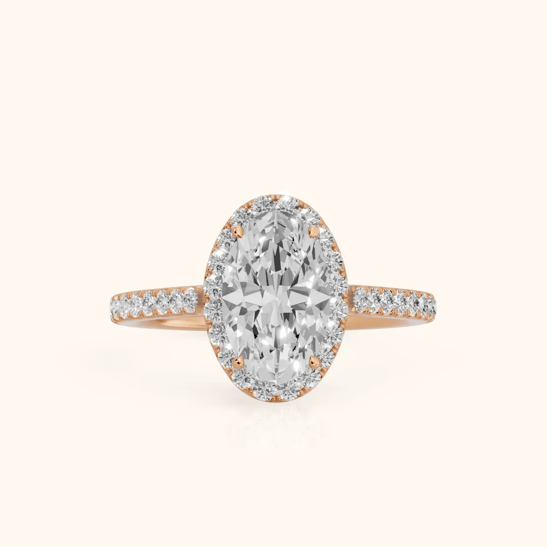 Willa Halo Micropavé Oval Diamond Engagement Ring in Rose Gold — view 2