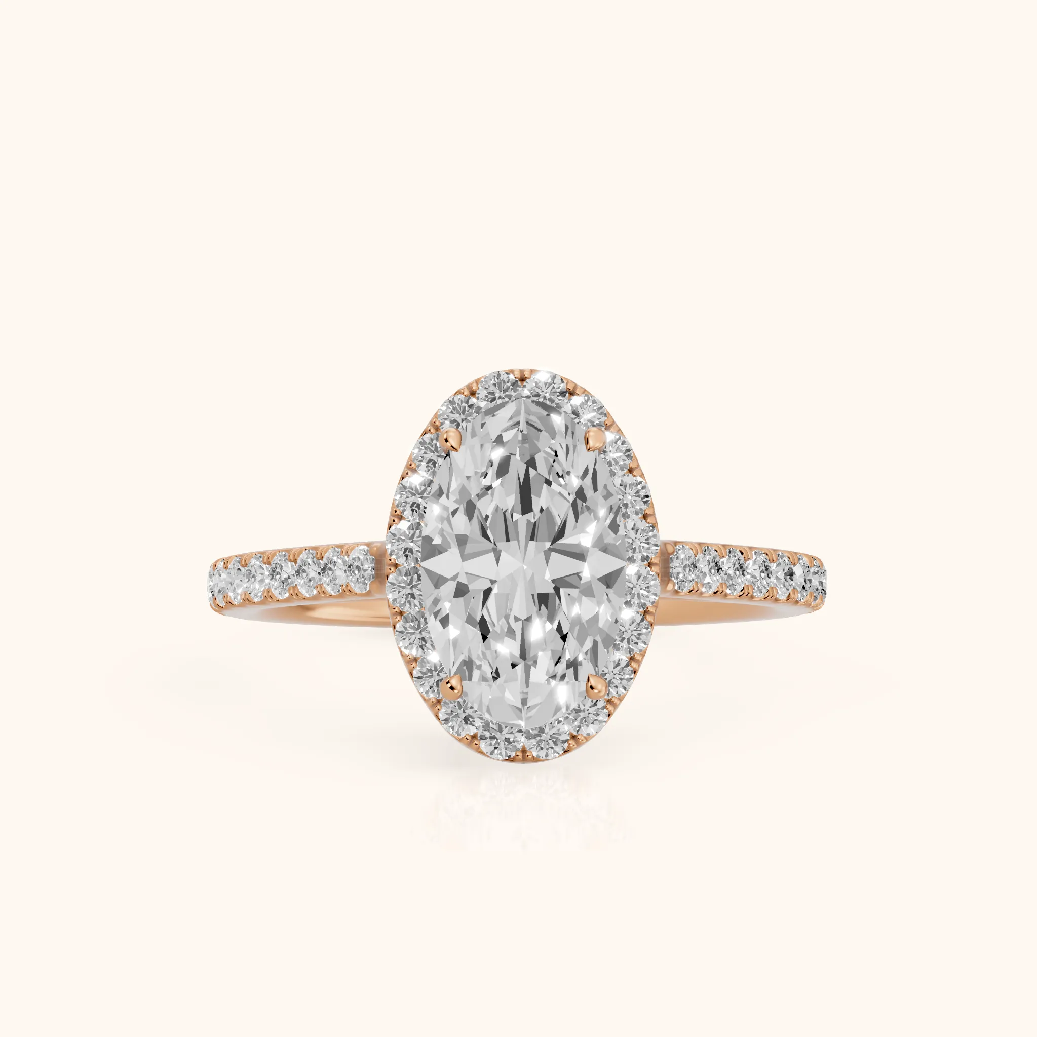 Willa Halo Micropavé Oval Diamond Engagement Ring in Rose Gold — view 1