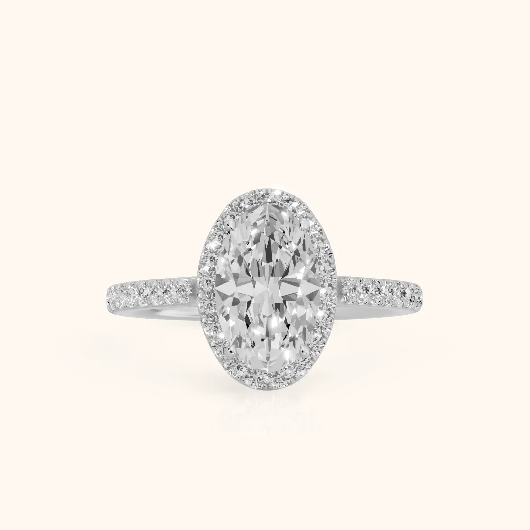 Willa Halo Micropavé Oval Diamond Engagement Ring in Platinum — view 2