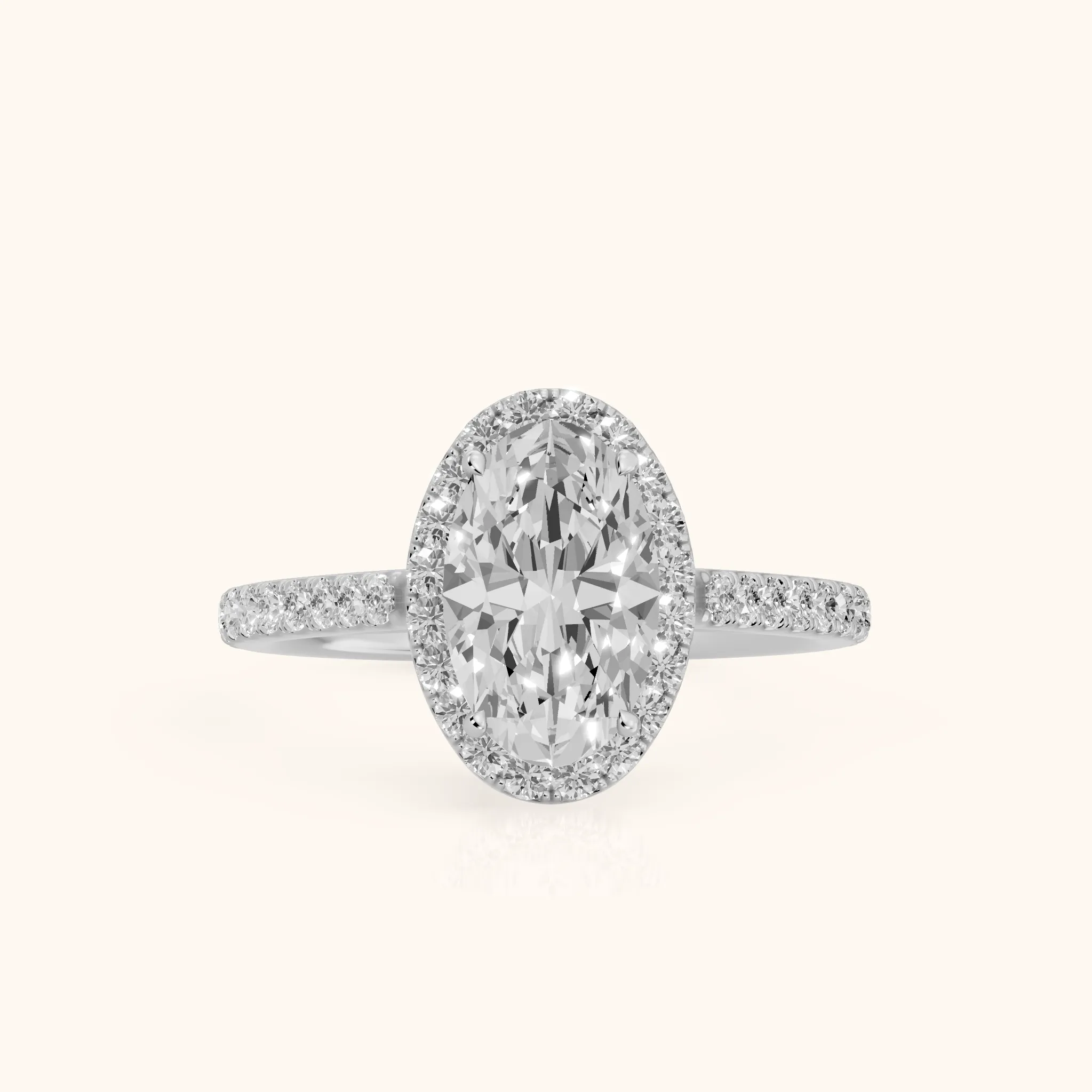 Willa Halo Micropavé Oval Diamond Engagement Ring in Platinum — view 1