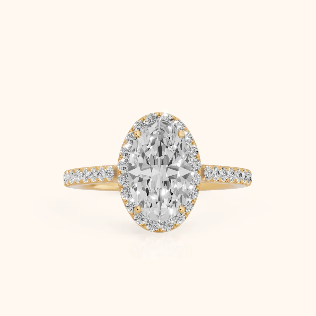 Willa Halo Micropavé Oval Diamond Engagement Ring in Yellow Gold — view 2