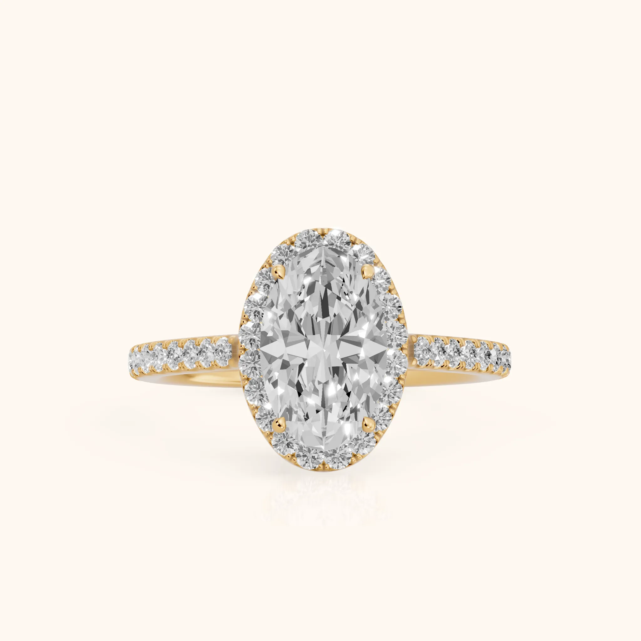 Willa Halo Micropavé Oval Diamond Engagement Ring in Yellow Gold — view 1