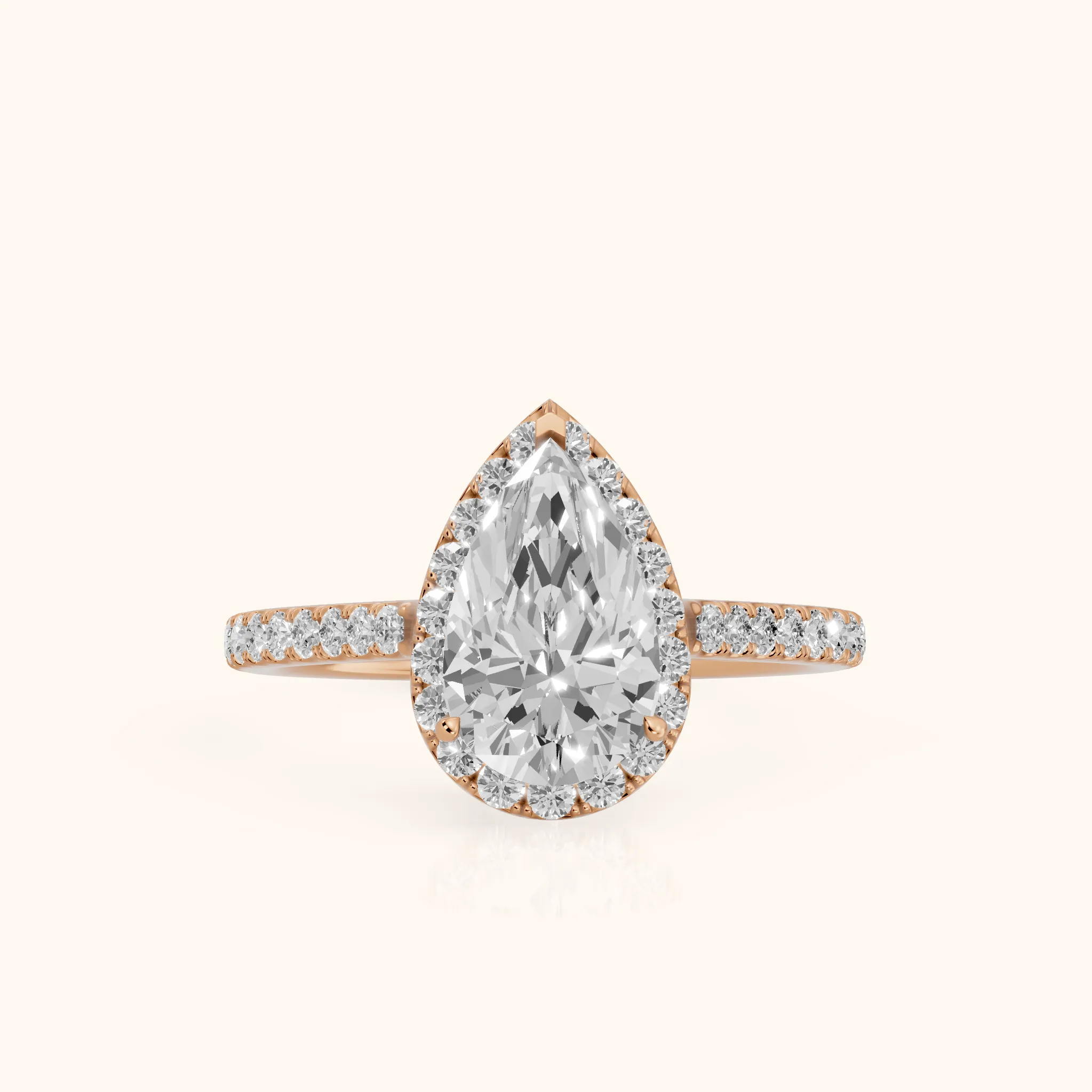 Willa Halo Micropavé Pear Diamond Engagement Ring in Rose Gold — view 1