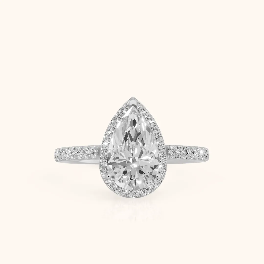 Willa Halo Micropavé Pear Diamond Engagement Ring in Silver — view 2
