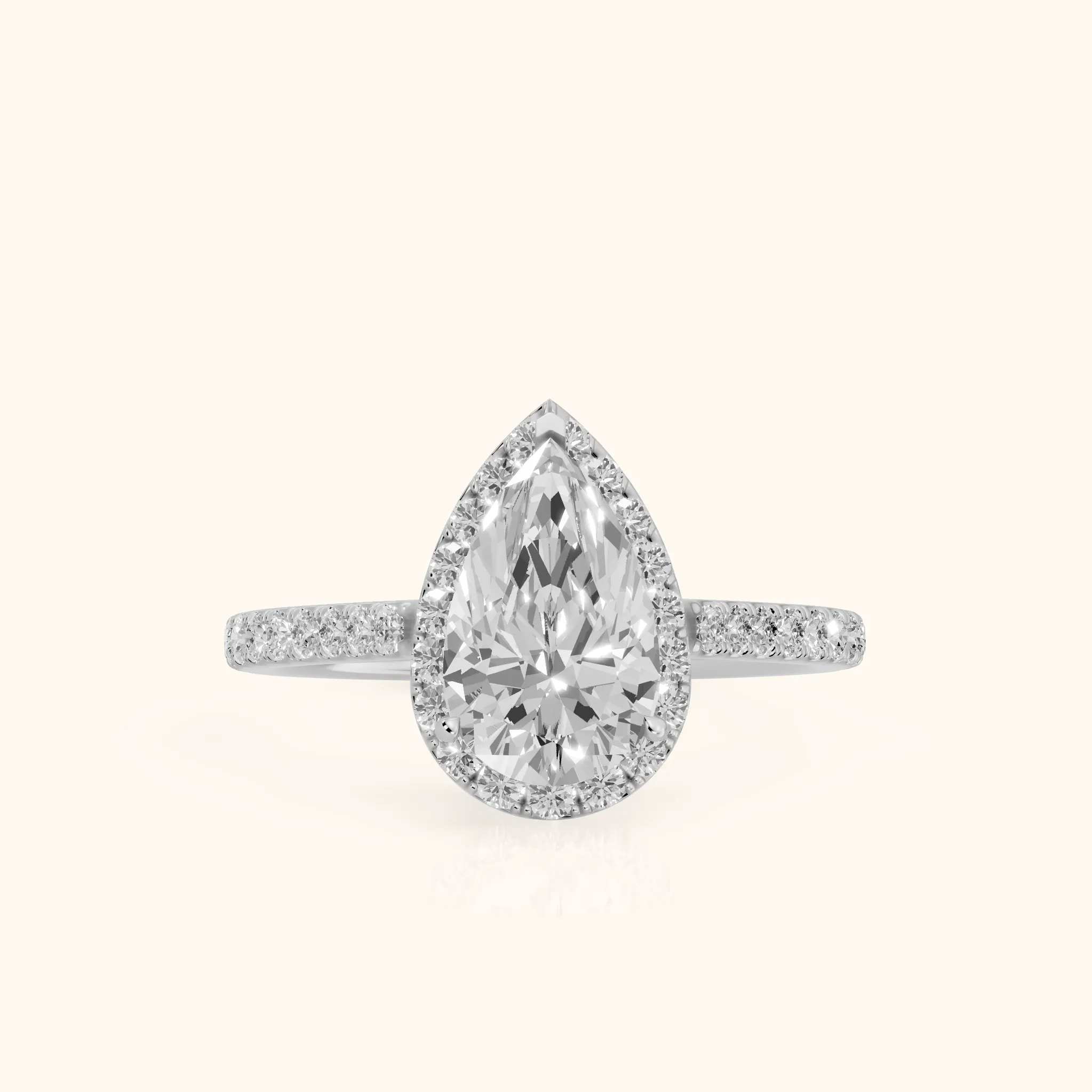 Willa Halo Micropavé Pear Diamond Engagement Ring in Silver — view 1