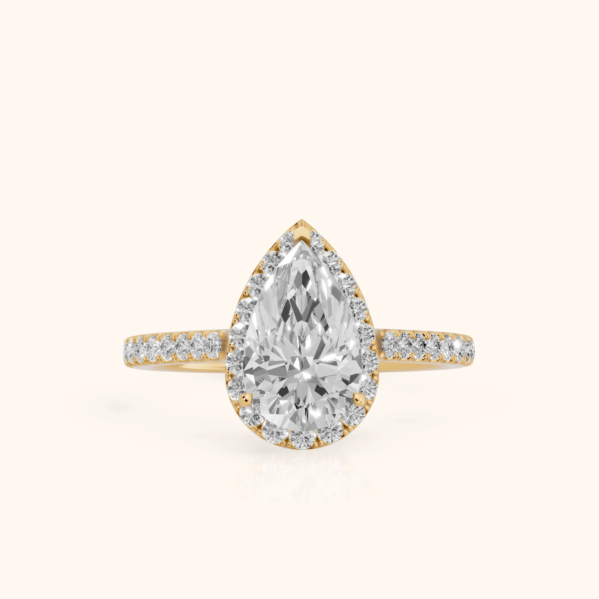 Willa Halo Micropavé Pear Diamond Engagement Ring in Yellow Gold — view 1