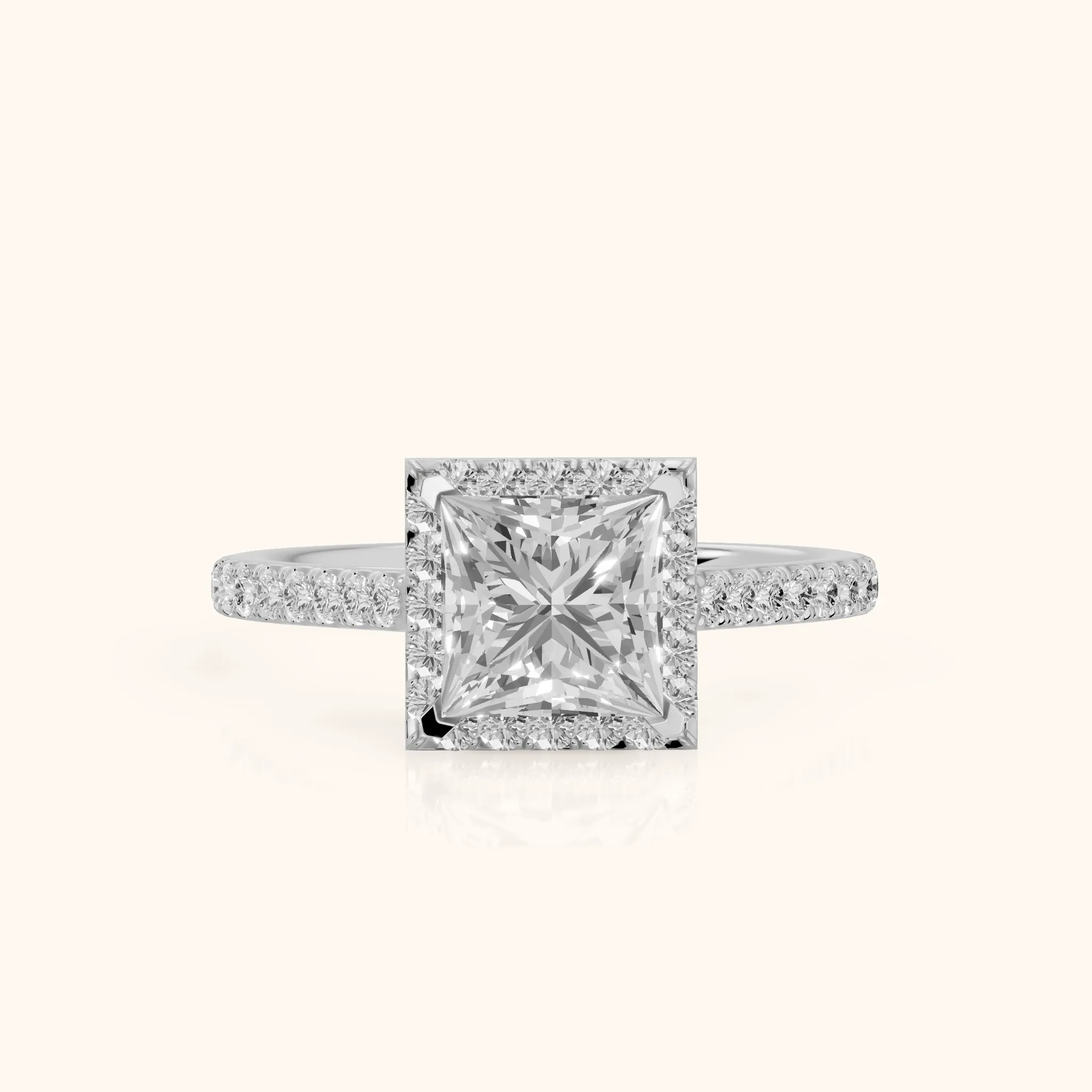 Willa Halo Micropavé Princess Diamond Engagement Ring in Silver — view 1