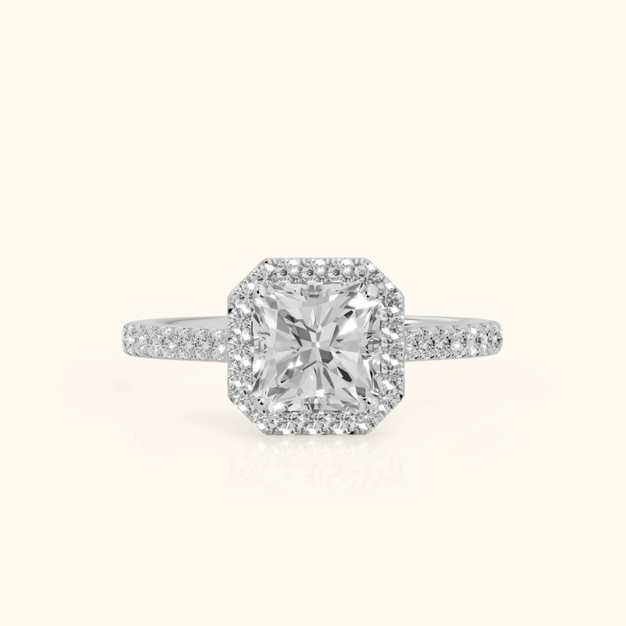 Willa Halo Micropavé Radiant Diamond Engagement Ring in Silver — view 1