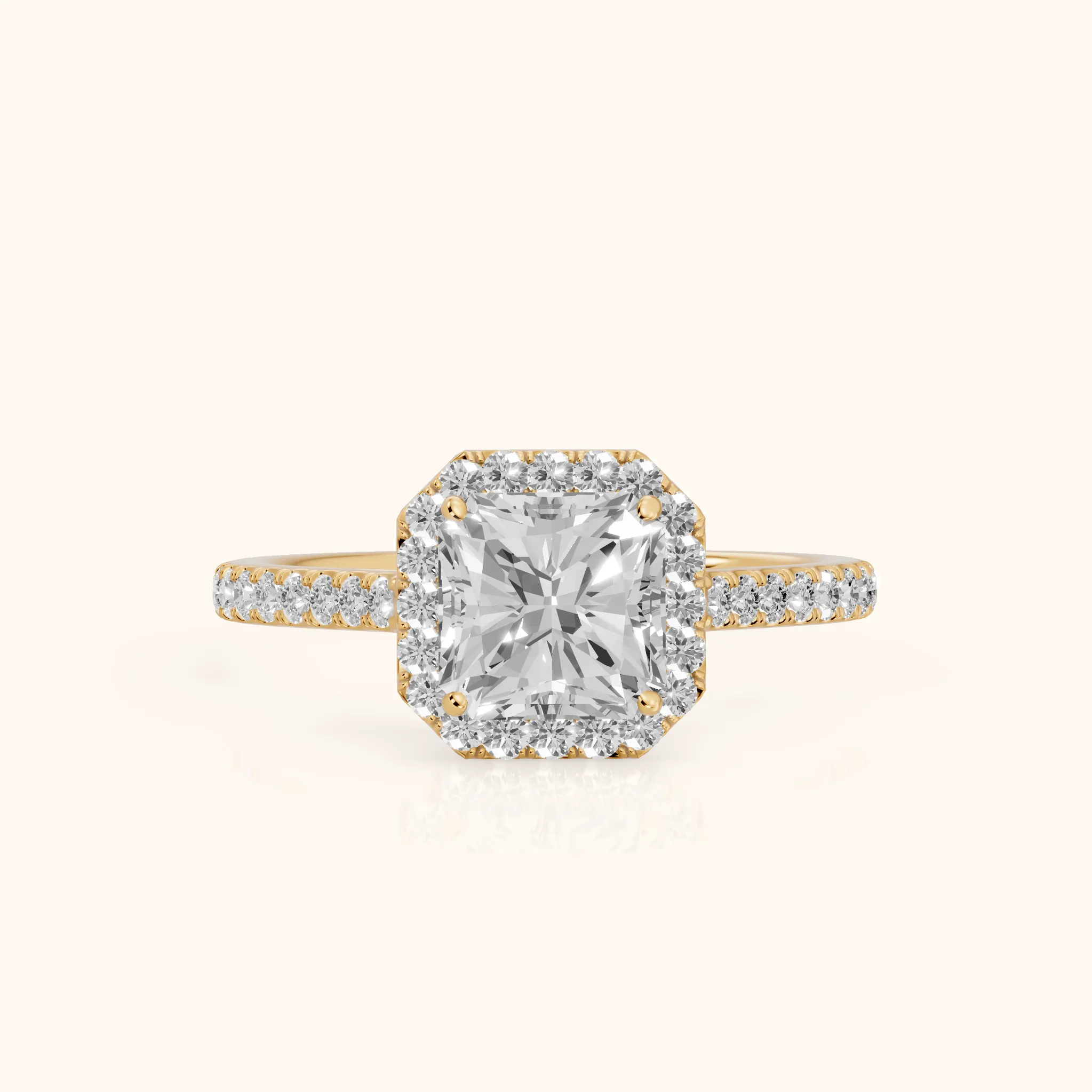 Willa Halo Micropavé Radiant Diamond Engagement Ring in Yellow Gold — view 1