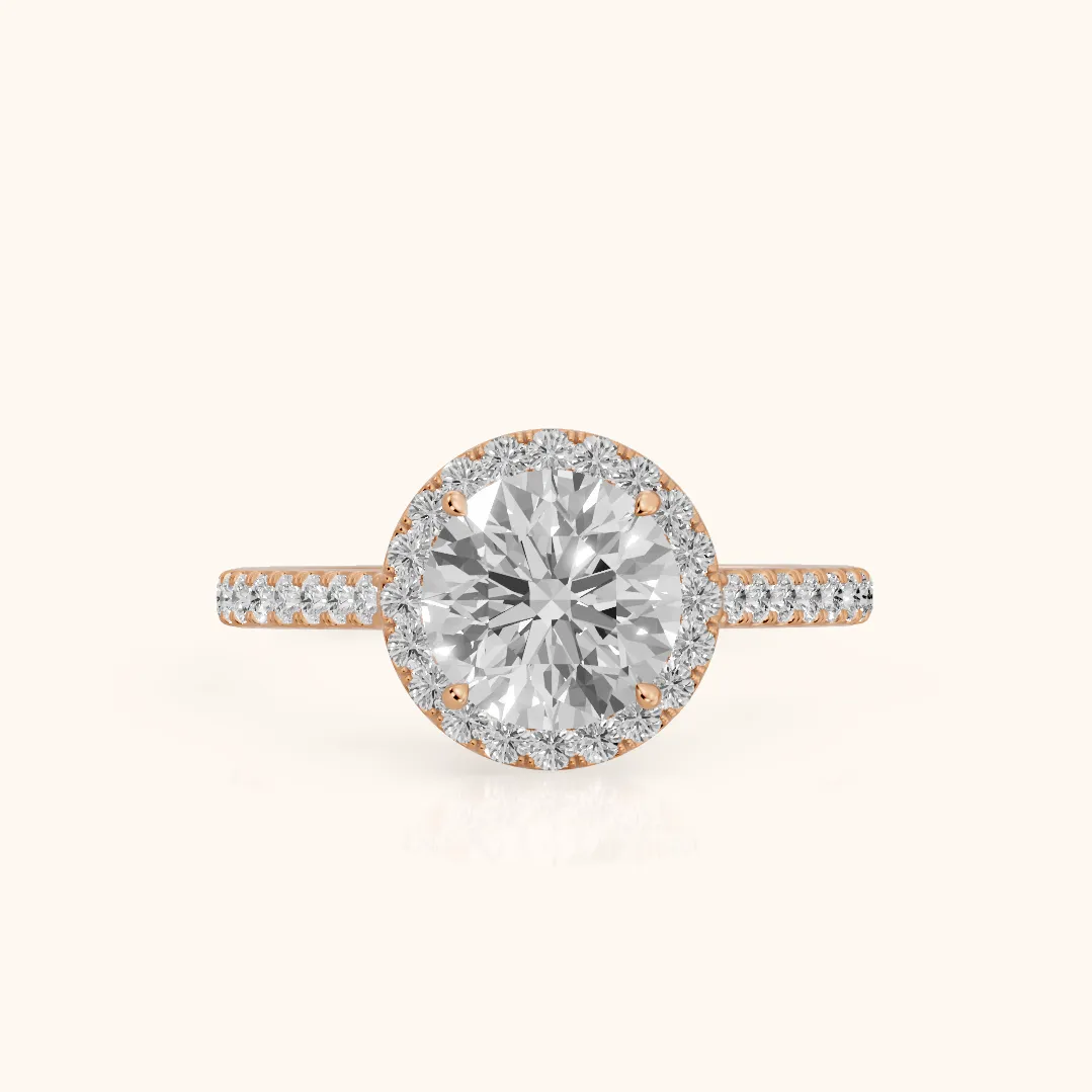 Willa Halo Micropavé Round Diamond Engagement Ring in Rose Gold — view 2