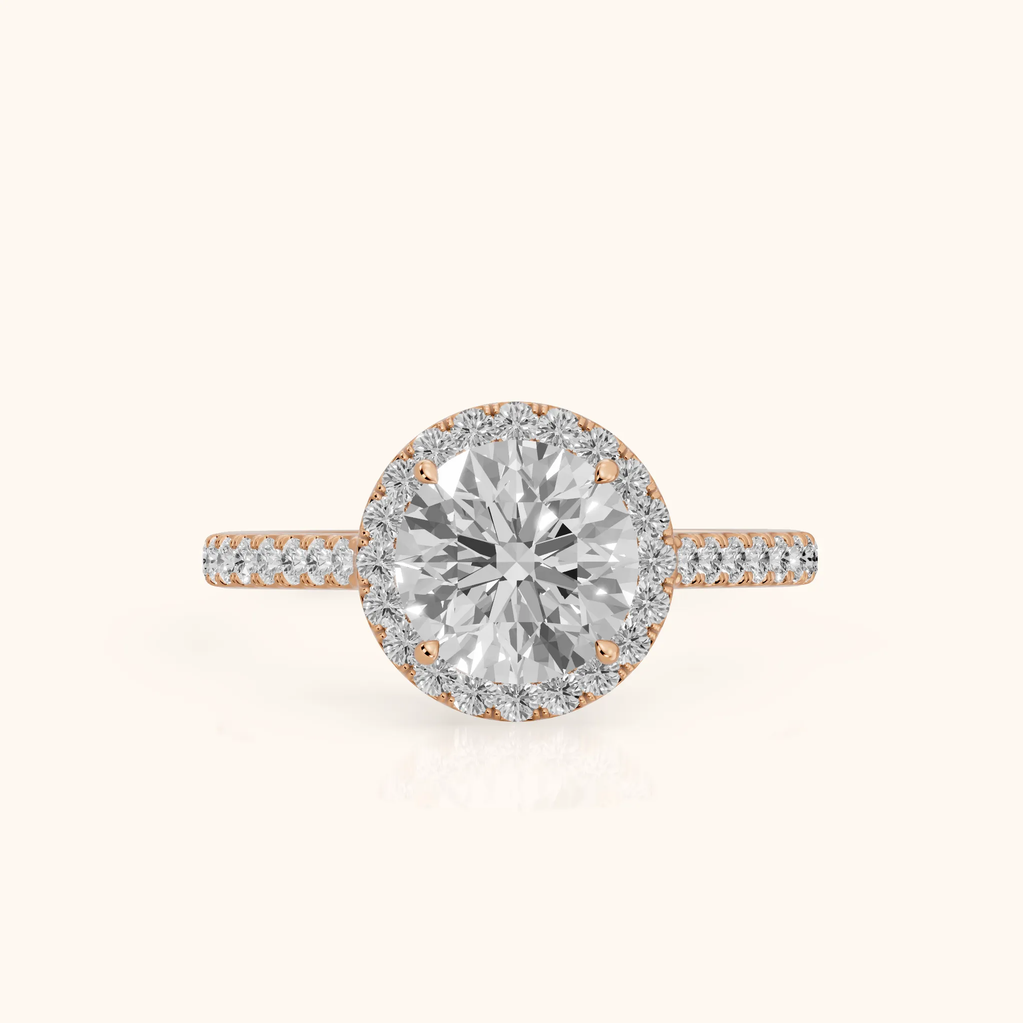 Willa Halo Micropavé Round Diamond Engagement Ring in Rose Gold — view 1