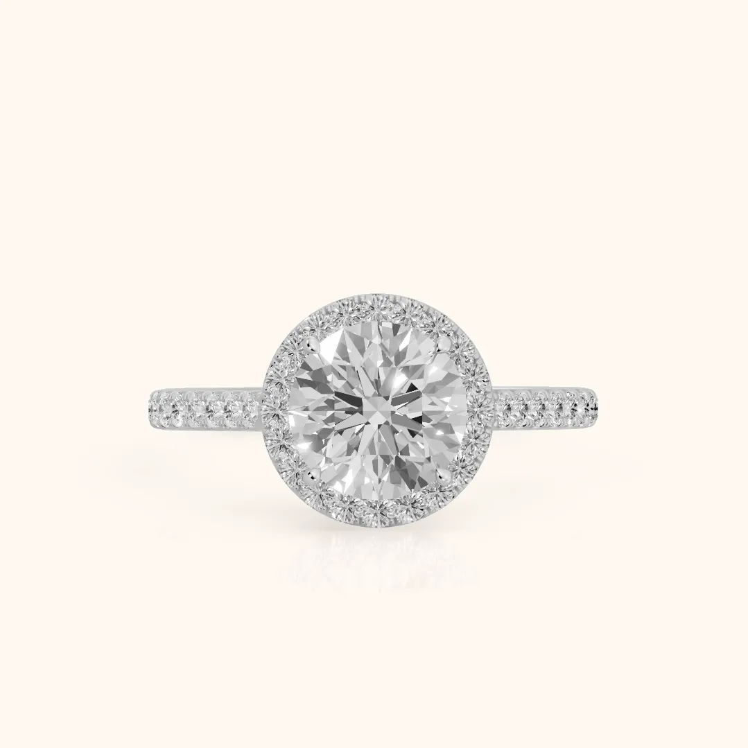 Willa Halo Micropavé Round Diamond Engagement Ring in Silver — view 2