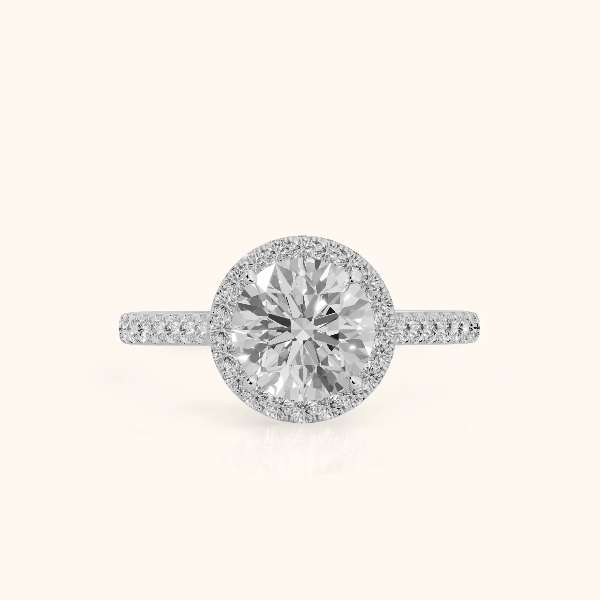 Willa Halo Micropavé Round Diamond Engagement Ring in Silver — view 1
