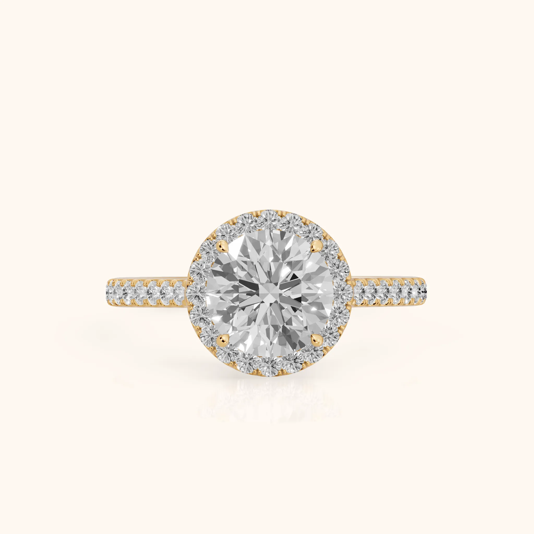 Willa Halo Micropavé Round Diamond Engagement Ring in Yellow Gold — view 1