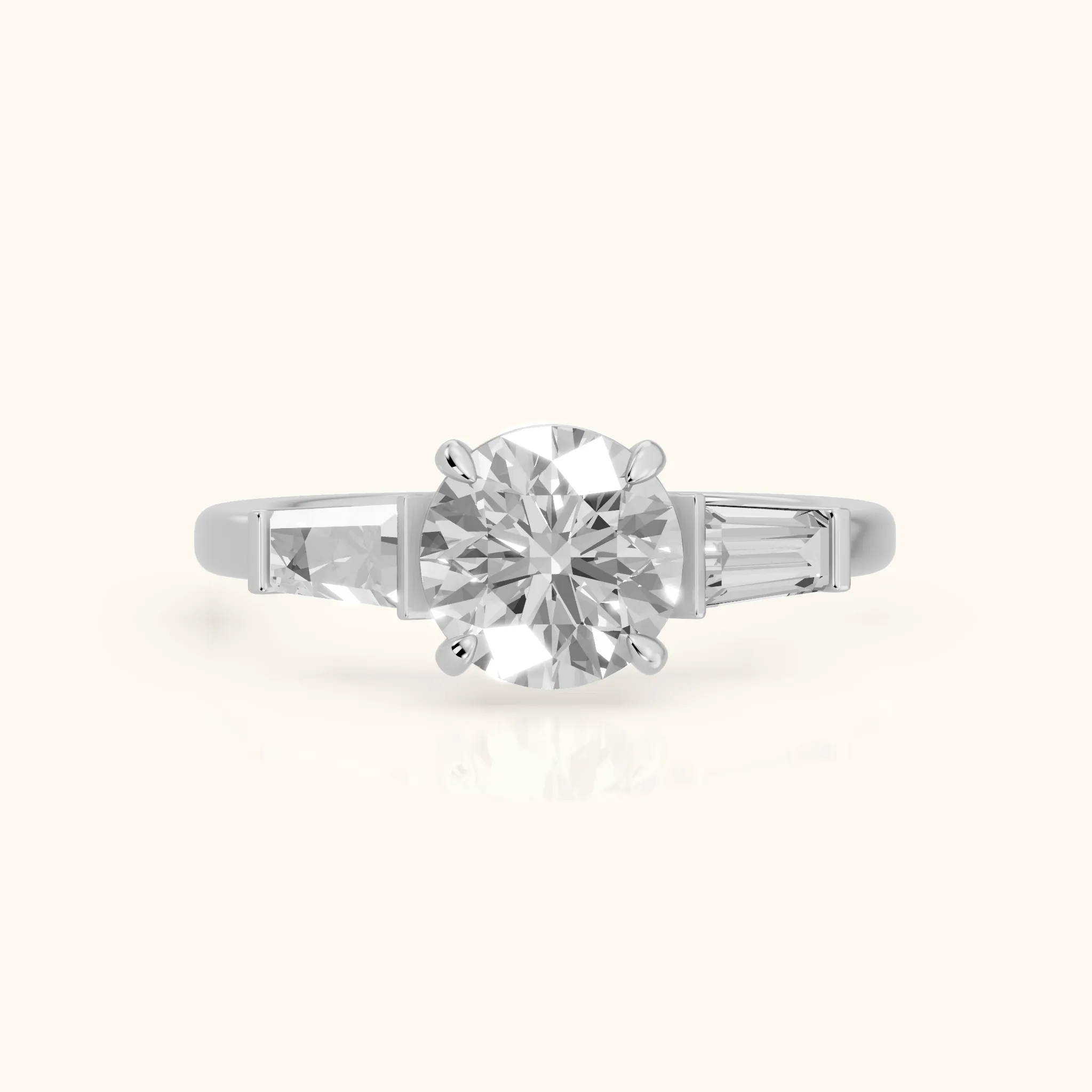 Zelda Tapered Baguette Round Diamond Engagement Ring in Silver — view 1