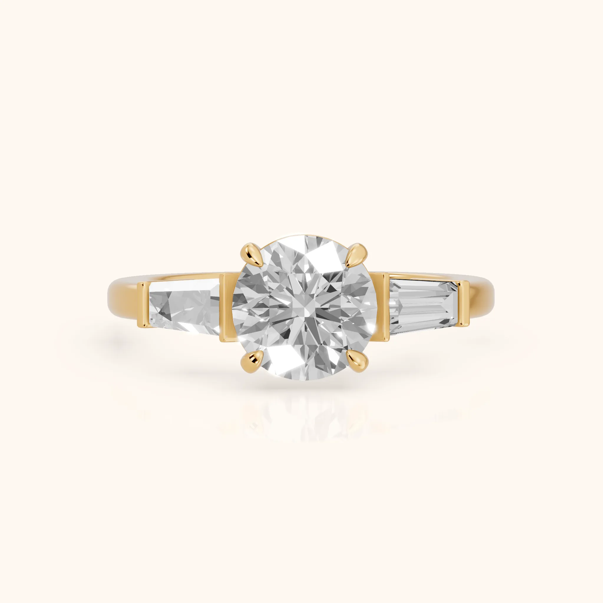 Zelda Tapered Baguette Round Diamond Engagement Ring in Yellow Gold — view 1