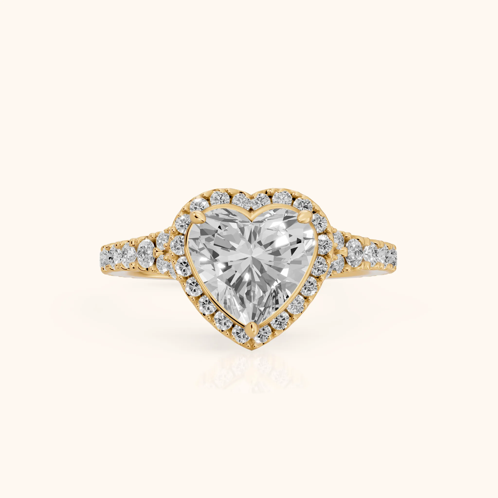 Bella Halo Pavé Heart Diamond Engagement Ring in Yellow Gold — view 1