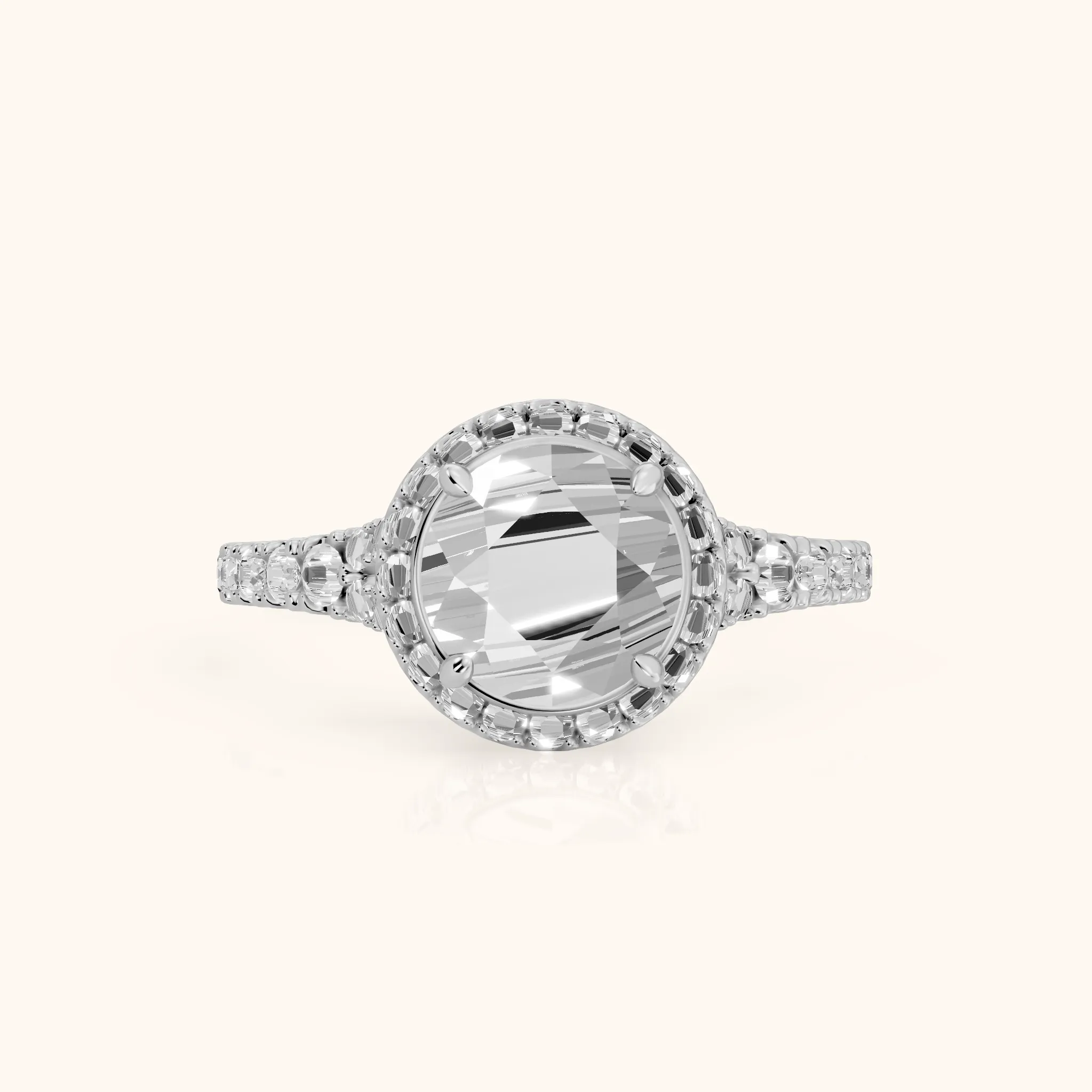 Bella Halo Pavé Round Diamond Engagement Ring in Silver — view 1