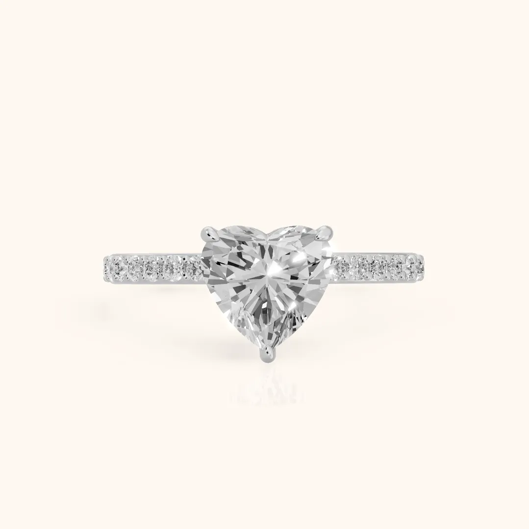 Aisha Pavé Solitaire Heart Diamond Engagement Ring in Silver — view 2