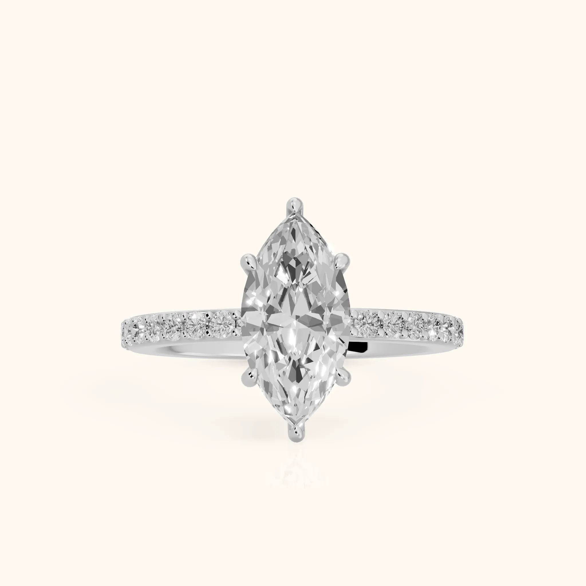 Aisha Pavé Solitaire Marquise Diamond Engagement Ring in Silver — view 1