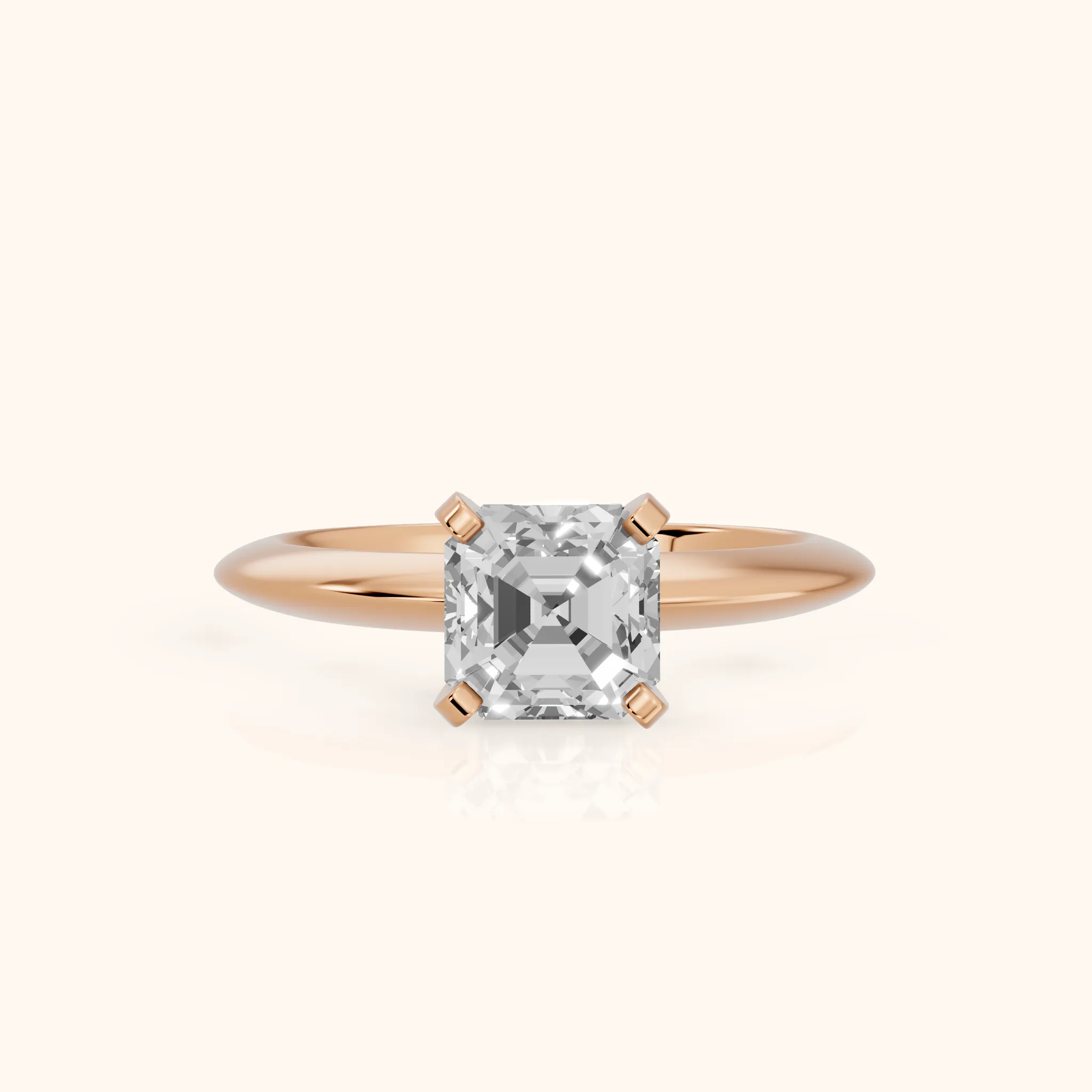 Amira Six-Prong Solitaire Asscher Diamond Engagement Ring in Rose Gold — view 1