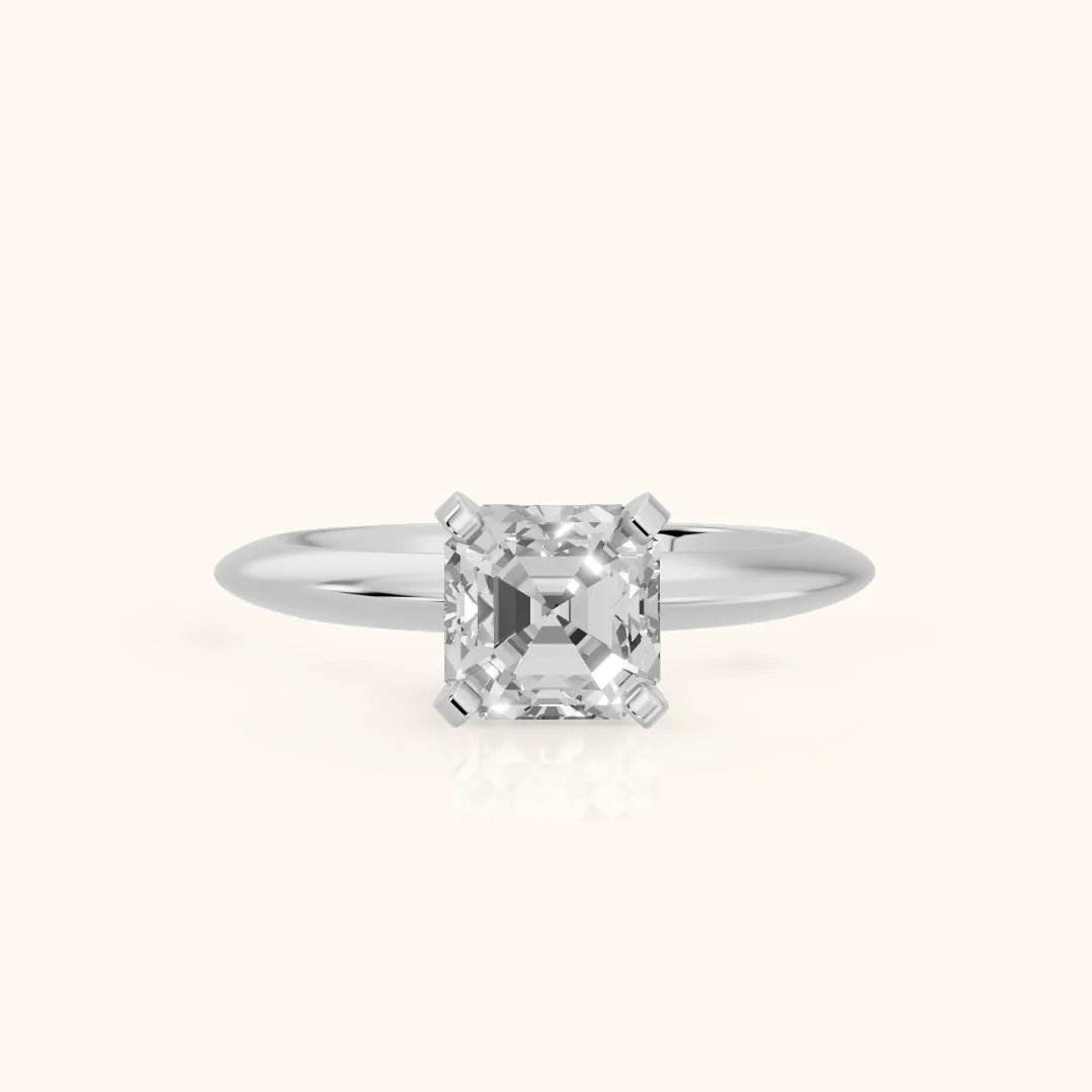Amira Six-Prong Solitaire Asscher Diamond Engagement Ring in Platinum — view 2
