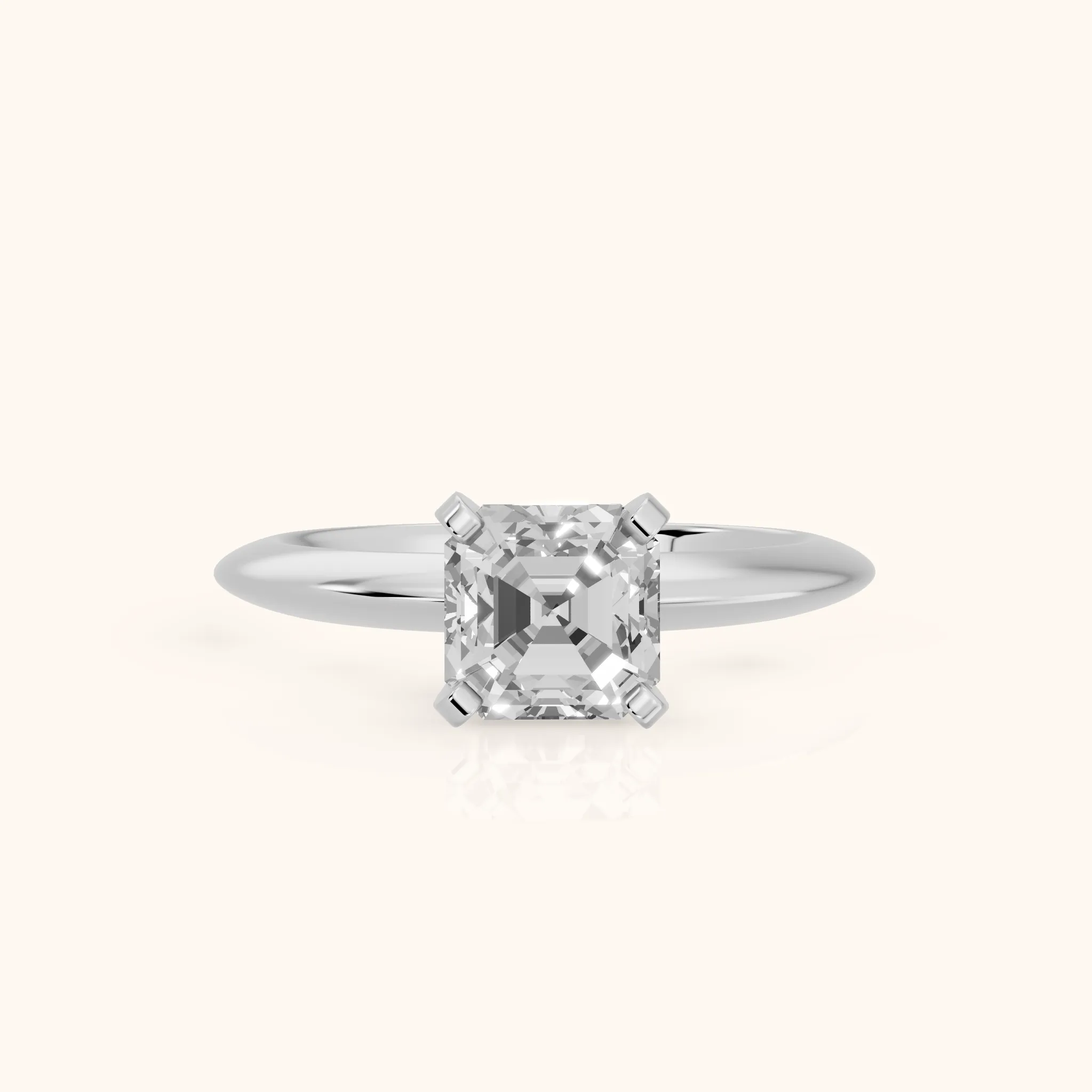 Amira Six-Prong Solitaire Asscher Diamond Engagement Ring in Platinum — view 1
