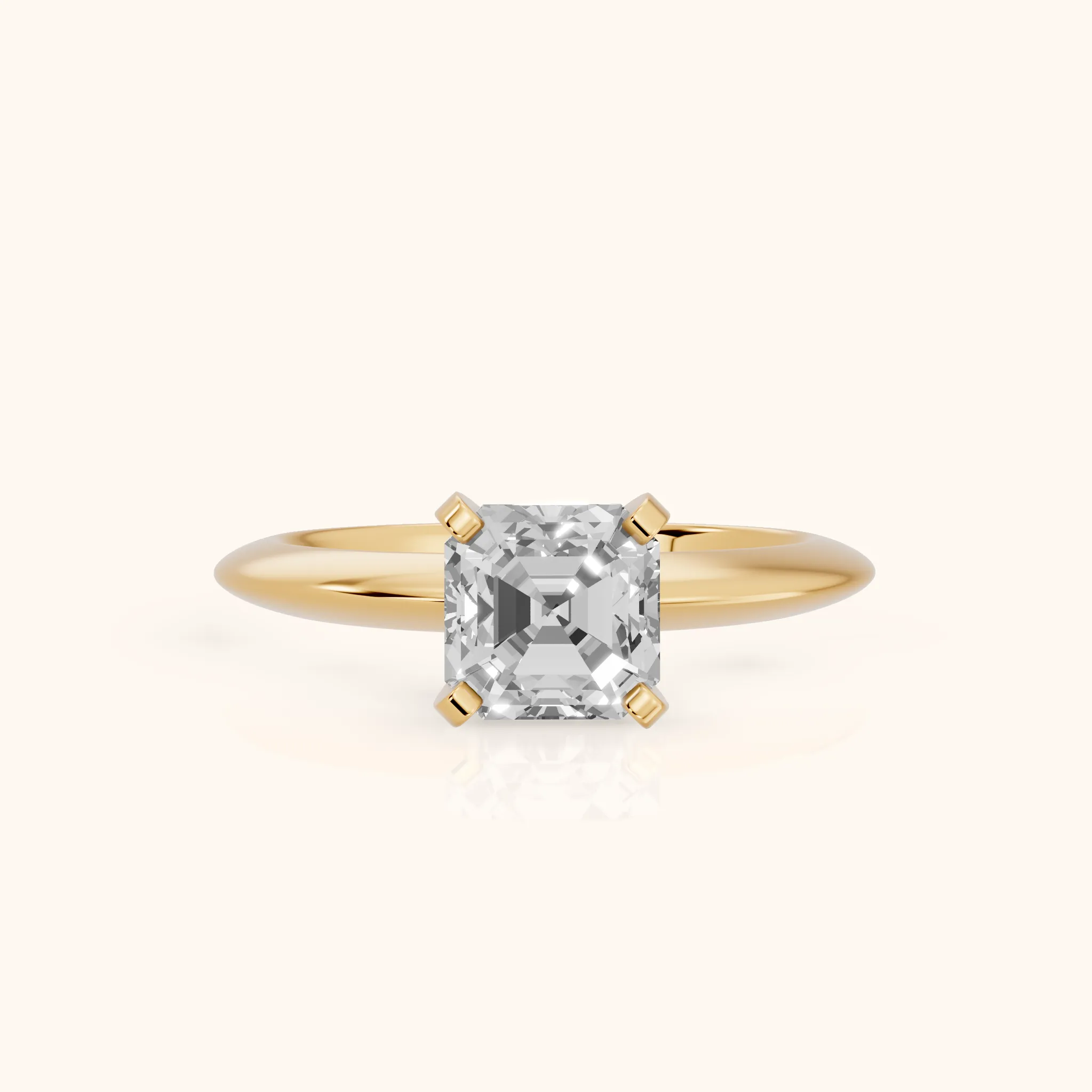 Amira Six-Prong Solitaire Asscher Diamond Engagement Ring in Yellow Gold — view 1