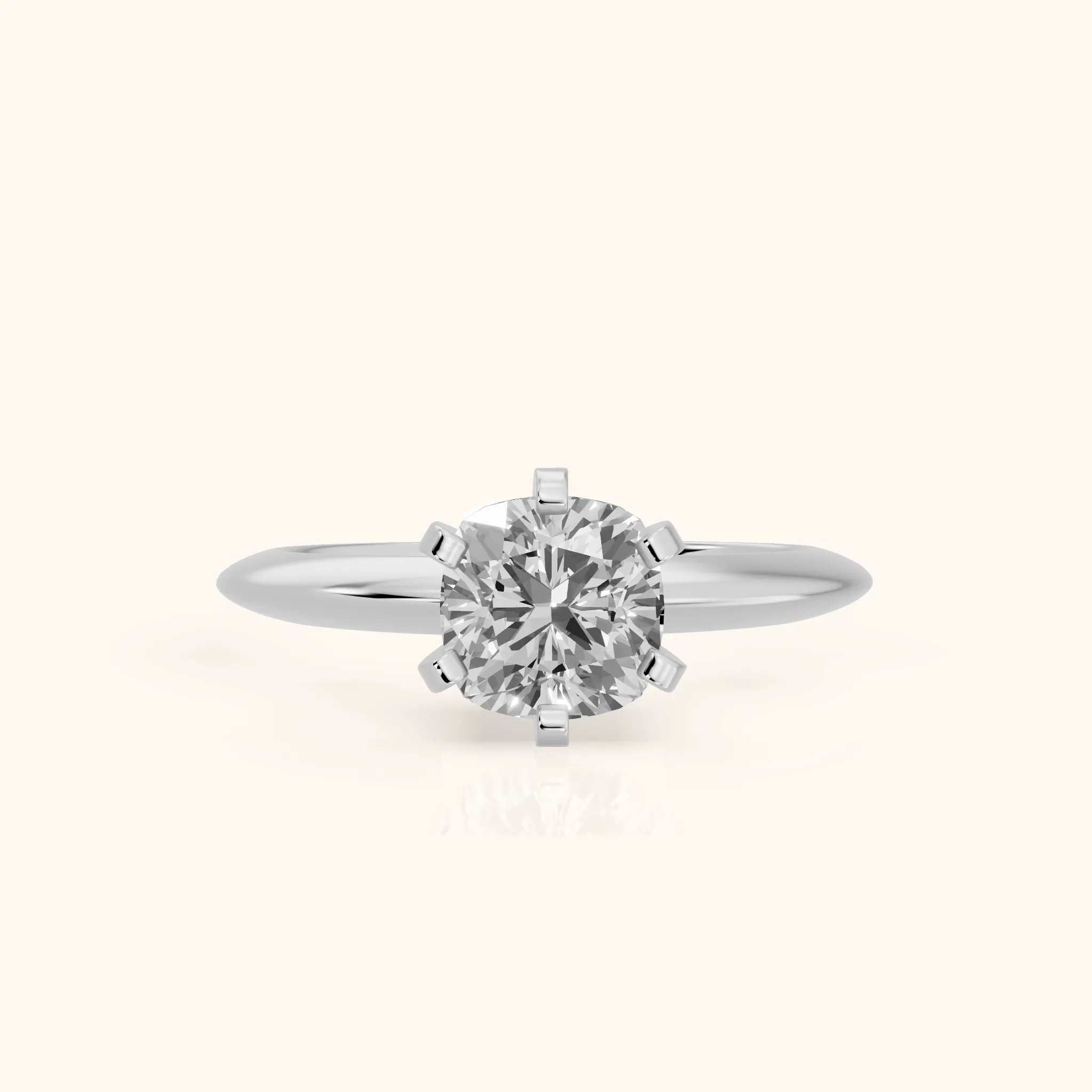 Amira Six-Prong Solitaire Cushion Diamond Engagement Ring in Silver — view 1