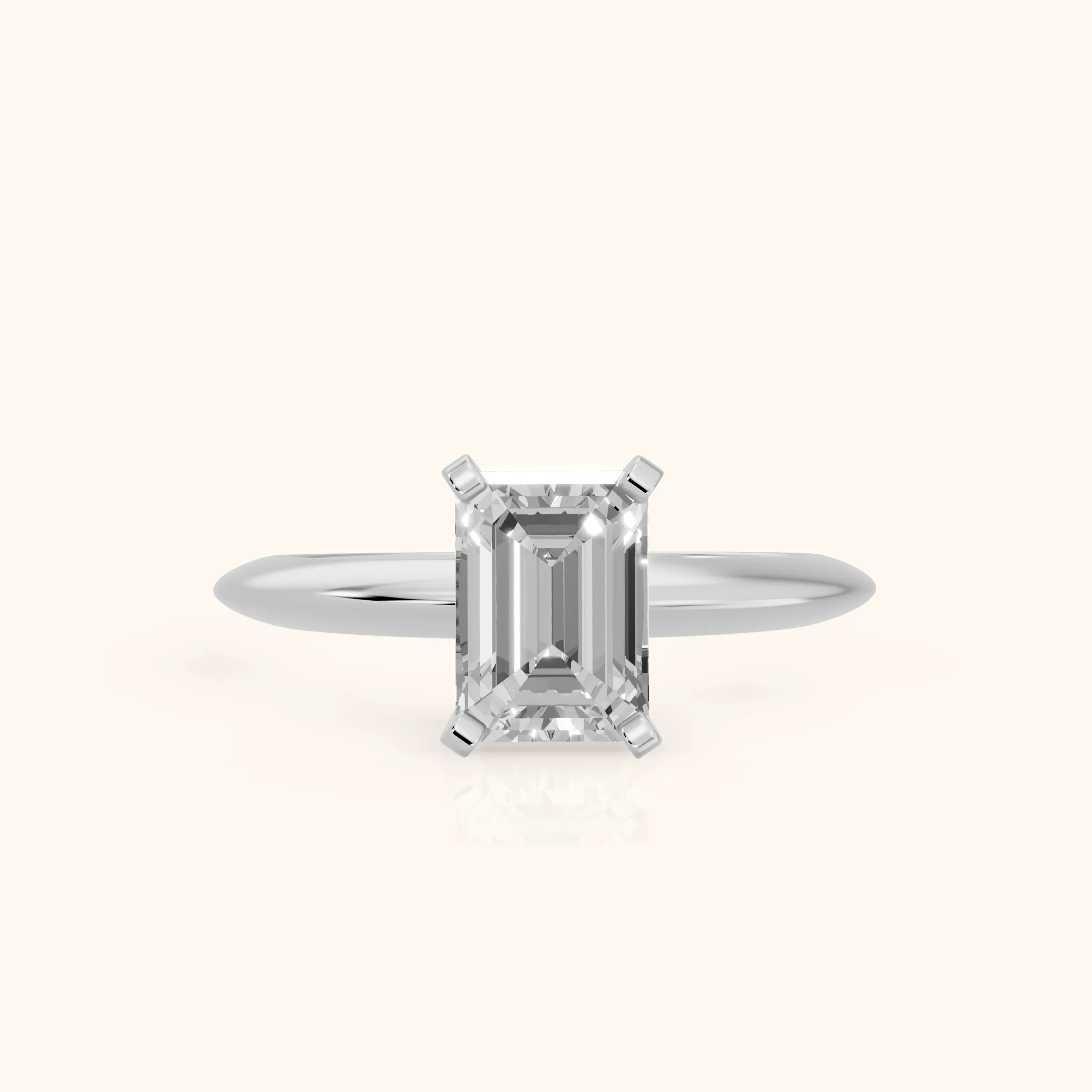 Amira Six-Prong Solitaire Emerald Diamond Engagement Ring in Platinum — view 1