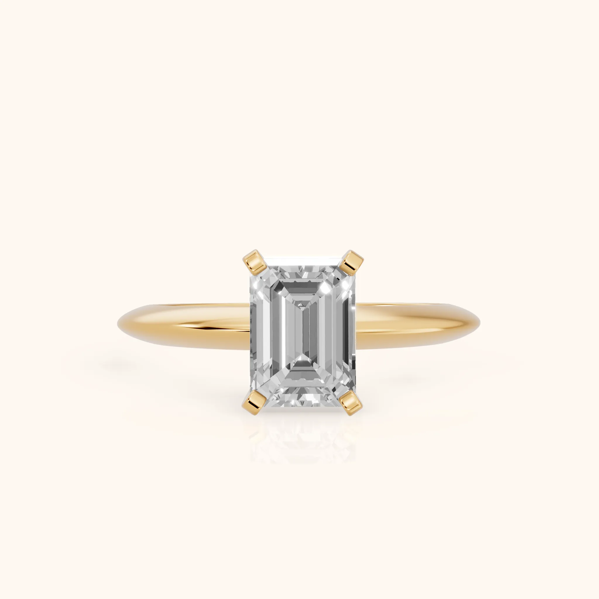 Amira Six-Prong Solitaire Emerald Diamond Engagement Ring in Yellow Gold — view 1