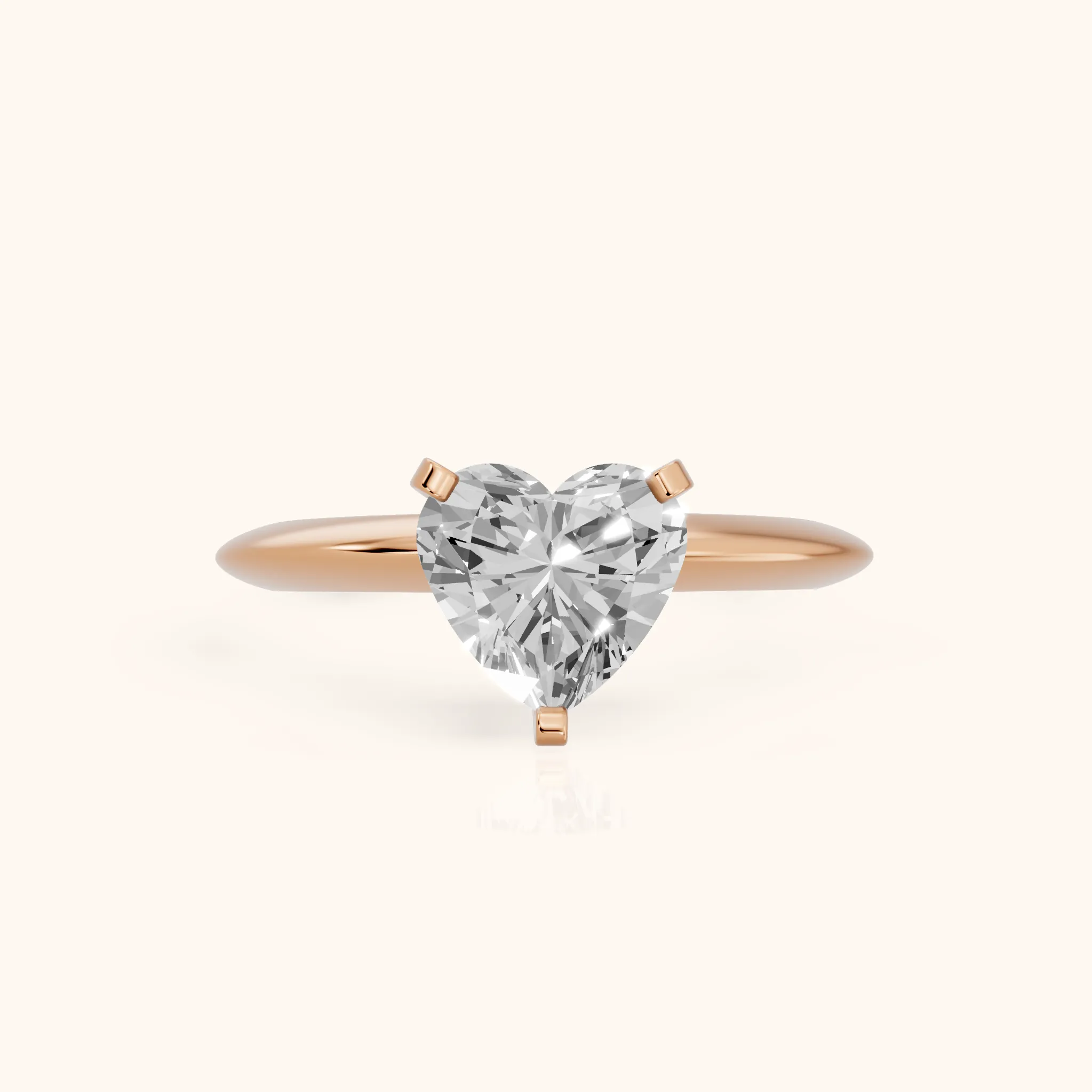 Amira Six-Prong Solitaire Heart Diamond Engagement Ring in Rose Gold — view 1