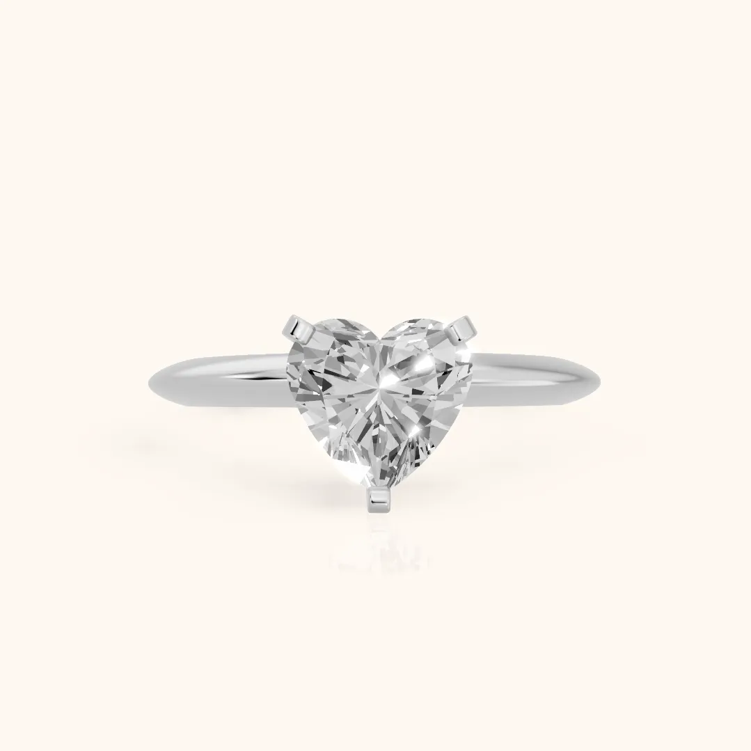 Amira Six-Prong Solitaire Heart Diamond Engagement Ring in Silver — view 2