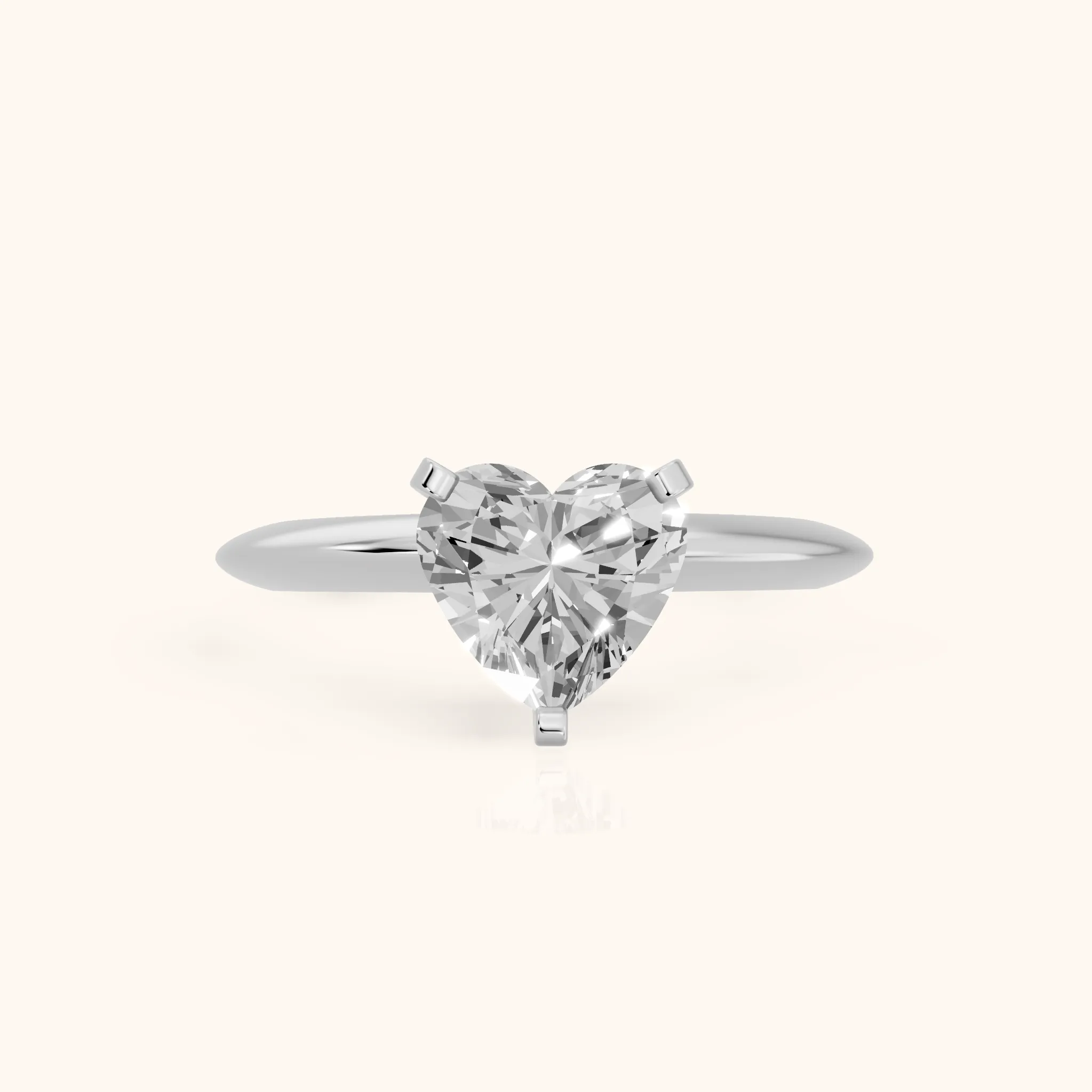 Amira Six-Prong Solitaire Heart Diamond Engagement Ring in Silver — view 1