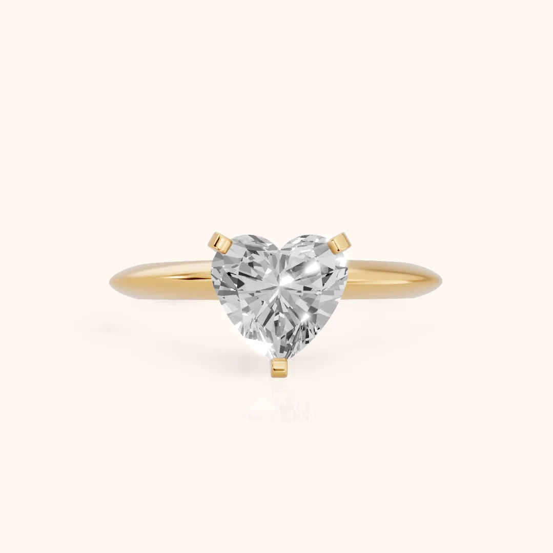 Amira Six-Prong Solitaire Heart Diamond Engagement Ring in Yellow Gold — view 2