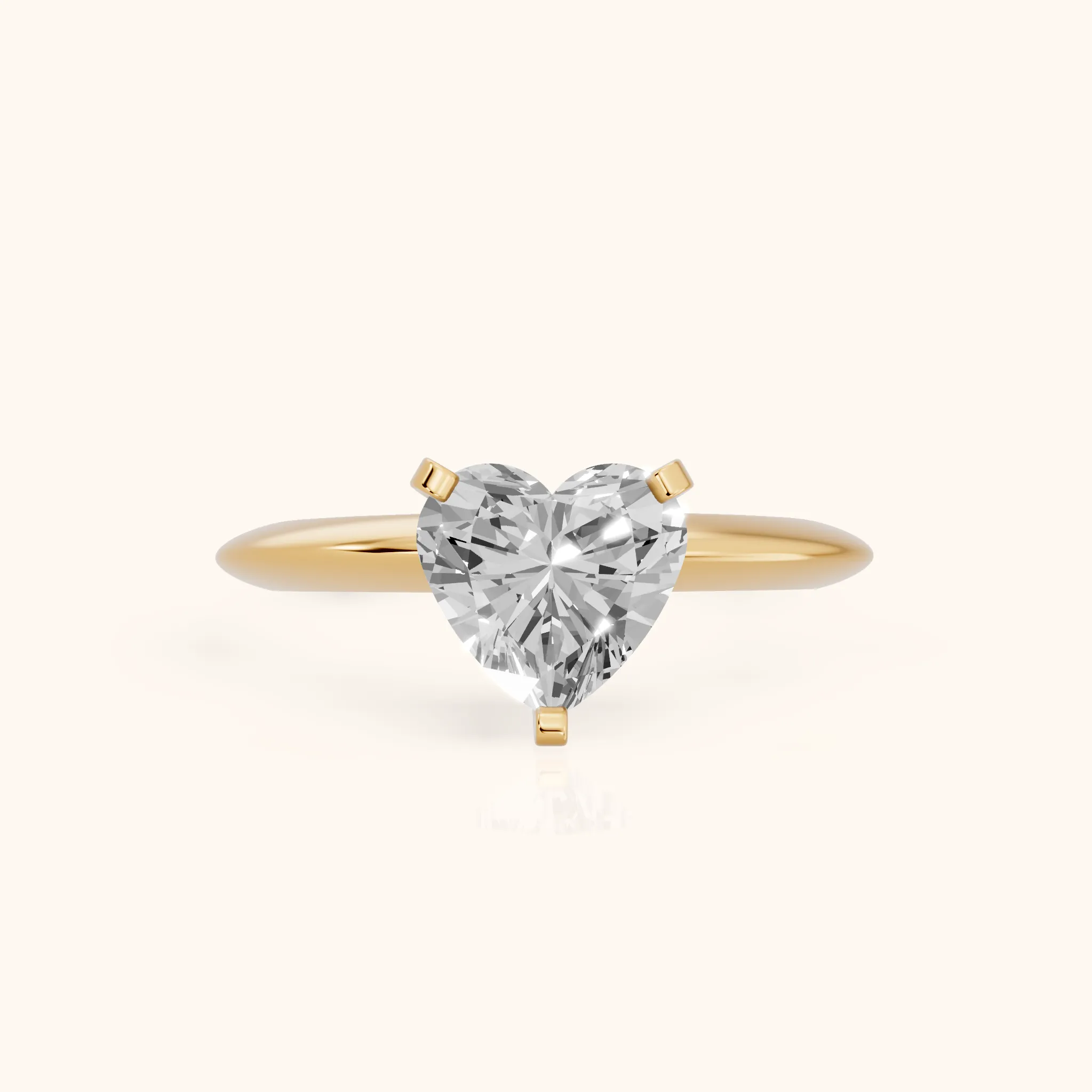 Amira Six-Prong Solitaire Heart Diamond Engagement Ring in Yellow Gold — view 1