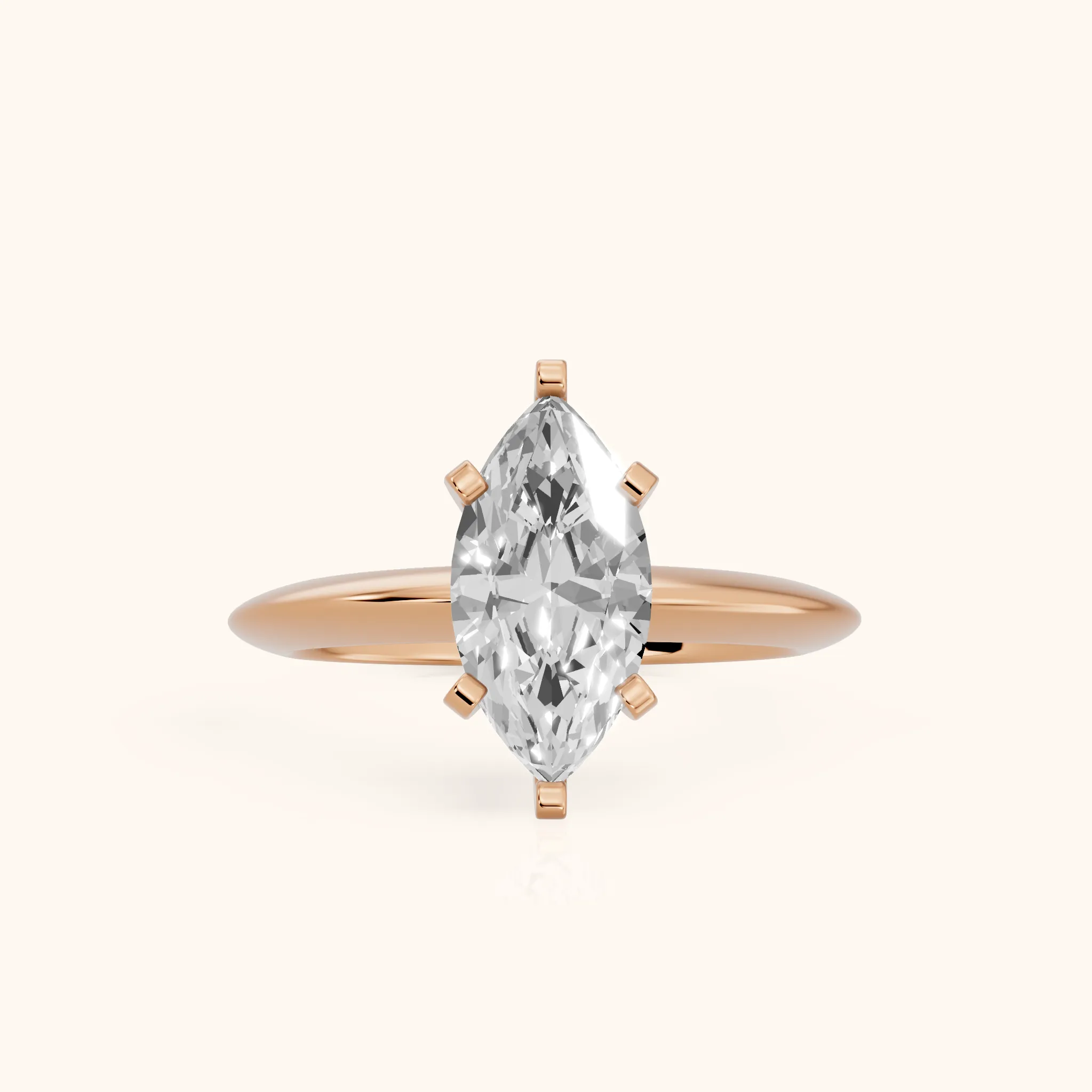 Amira Six-Prong Solitaire Marquise Diamond Engagement Ring in Rose Gold — view 1