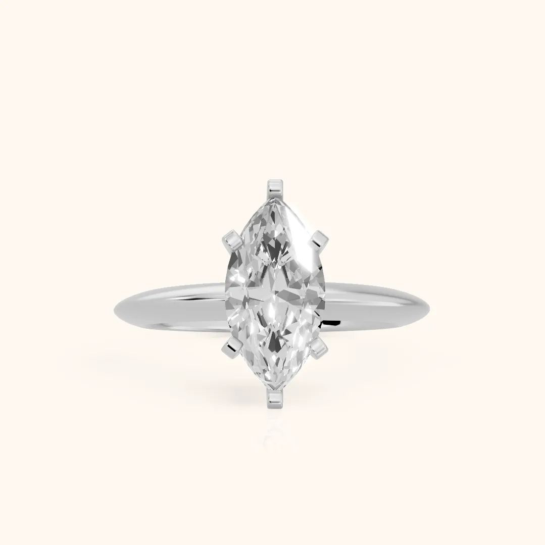 Amira Six-Prong Solitaire Marquise Diamond Engagement Ring in Silver — view 2