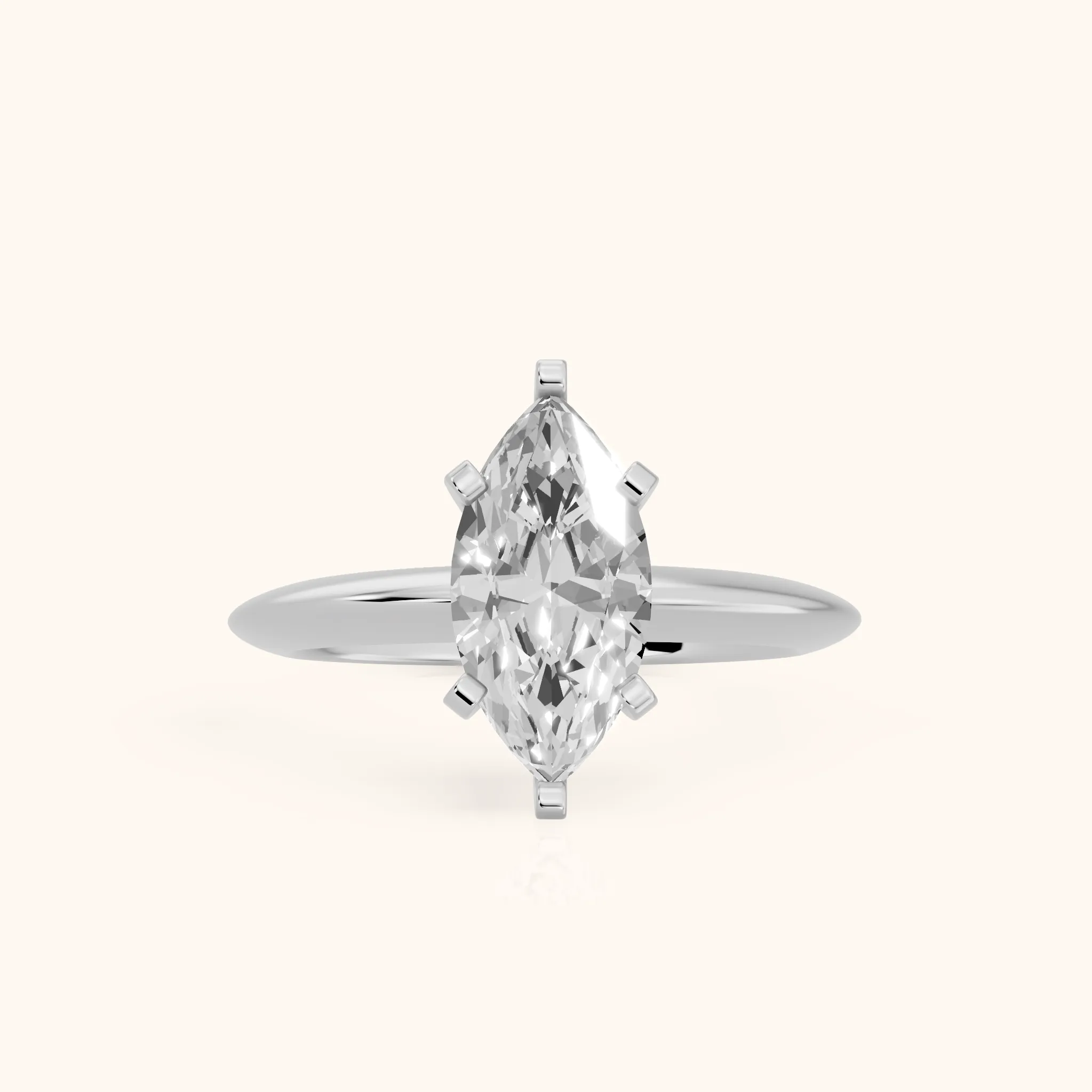 Amira Six-Prong Solitaire Marquise Diamond Engagement Ring in Silver — view 1