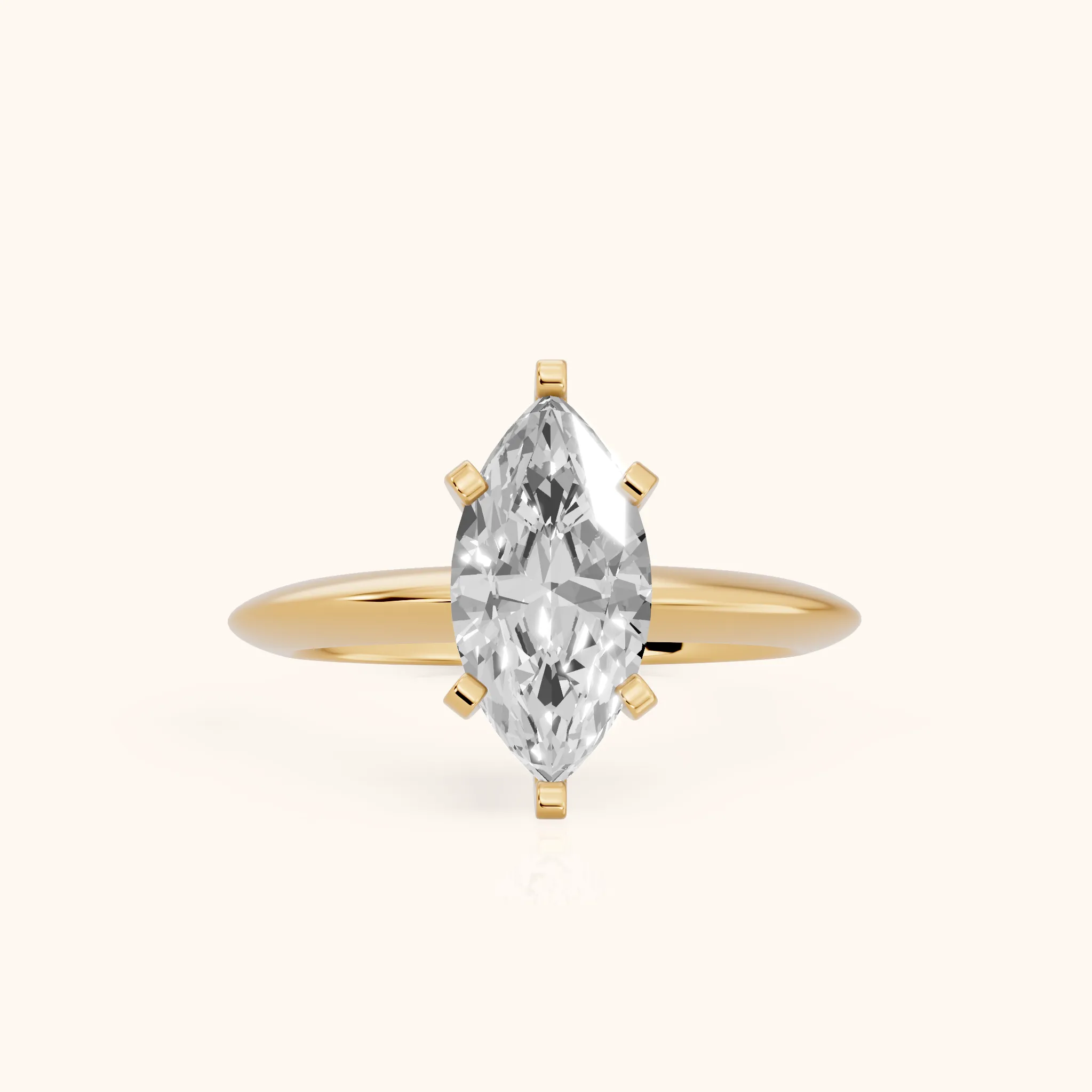 Amira Six-Prong Solitaire Marquise Diamond Engagement Ring in Yellow Gold — view 1