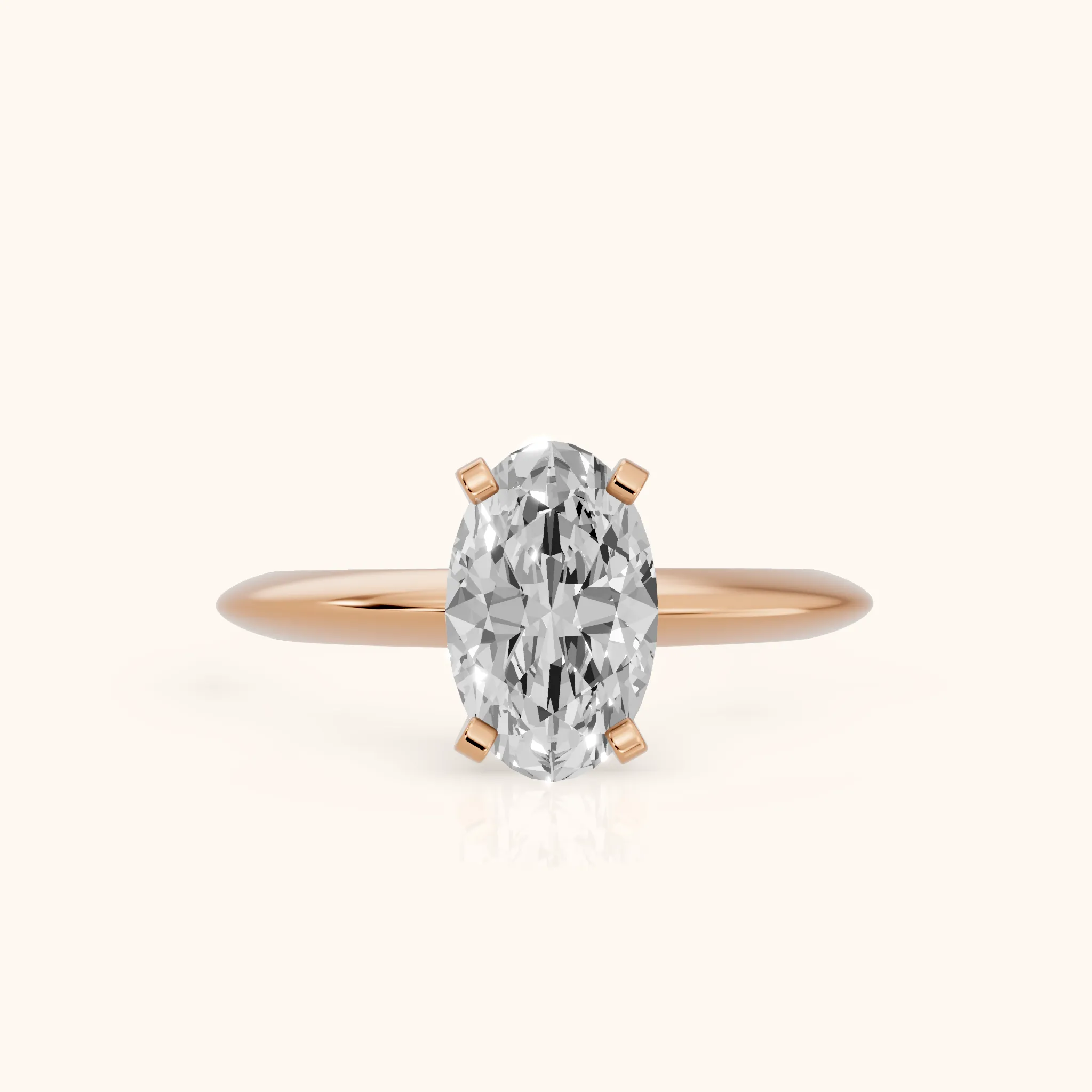 Amira Six-Prong Solitaire Oval Diamond Engagement Ring in Rose Gold — view 1