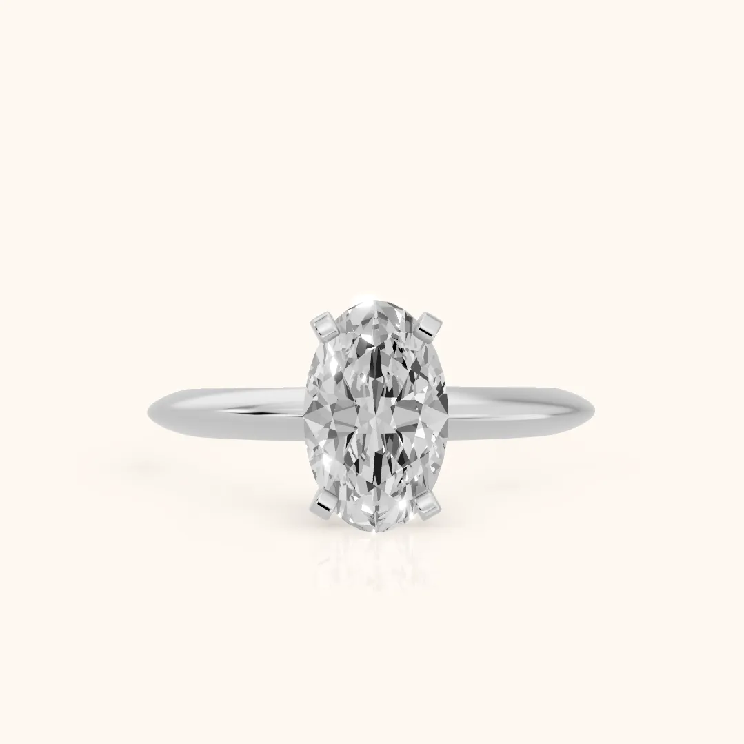 Amira Six-Prong Solitaire Oval Diamond Engagement Ring in Silver — view 2