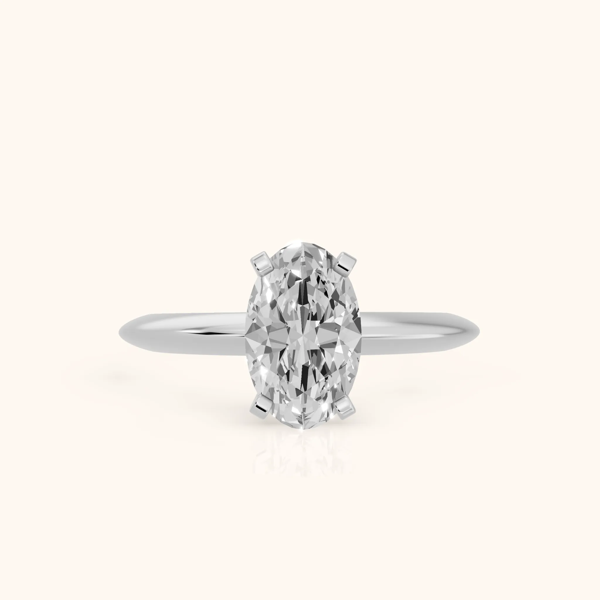 Amira Six-Prong Solitaire Oval Diamond Engagement Ring in Silver — view 1