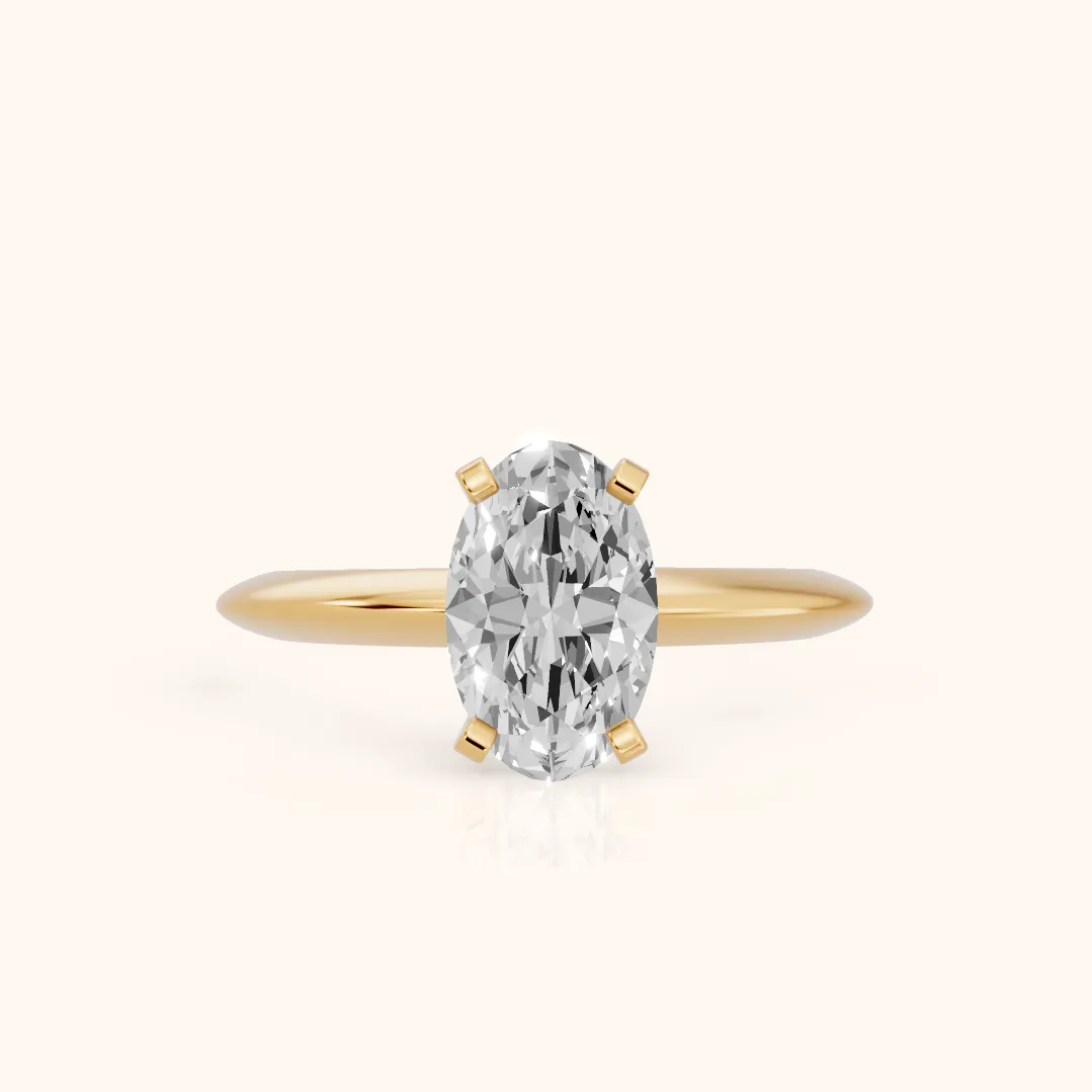 Amira Six-Prong Solitaire Oval Diamond Engagement Ring in Yellow Gold — view 2