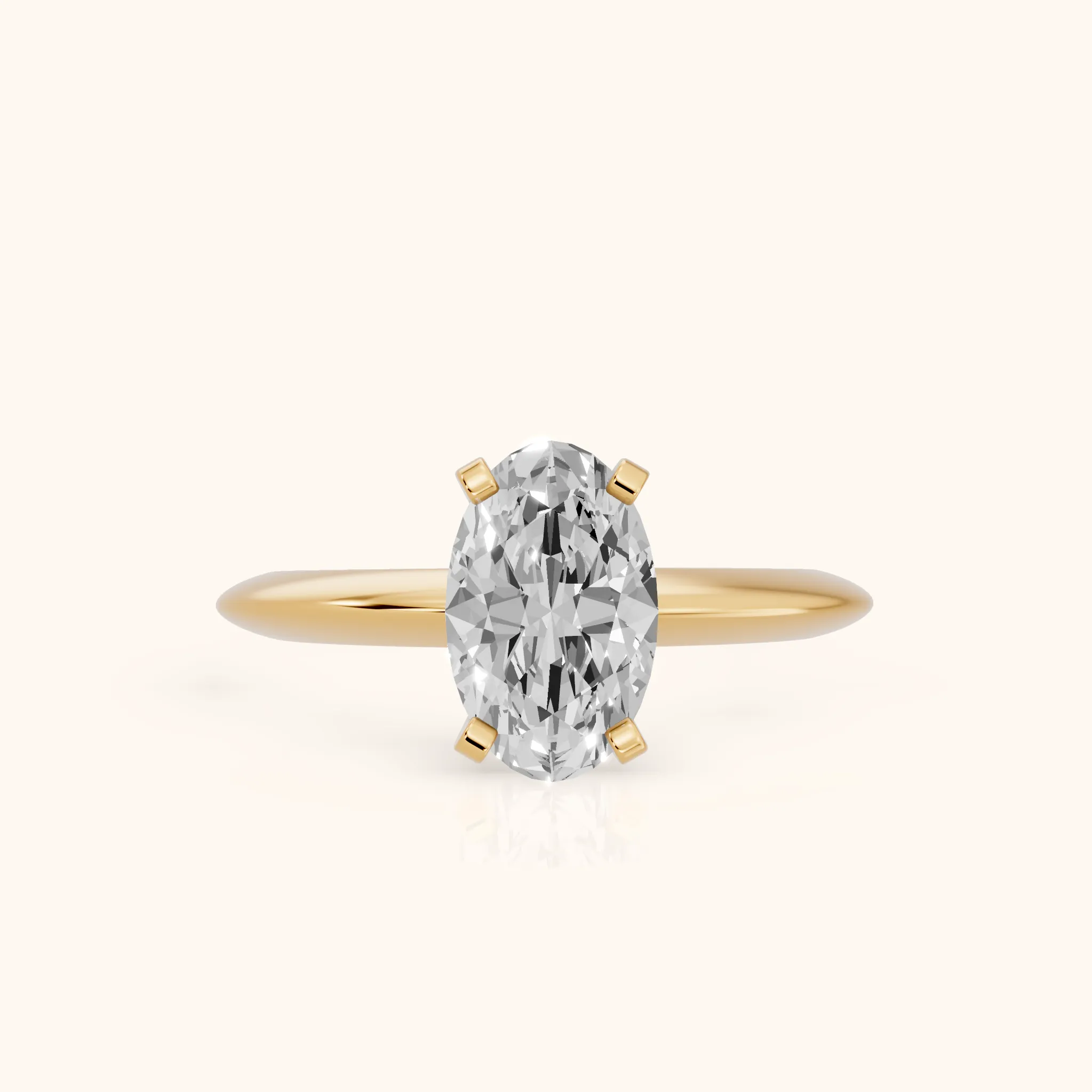 Amira Six-Prong Solitaire Oval Diamond Engagement Ring in Yellow Gold — view 1