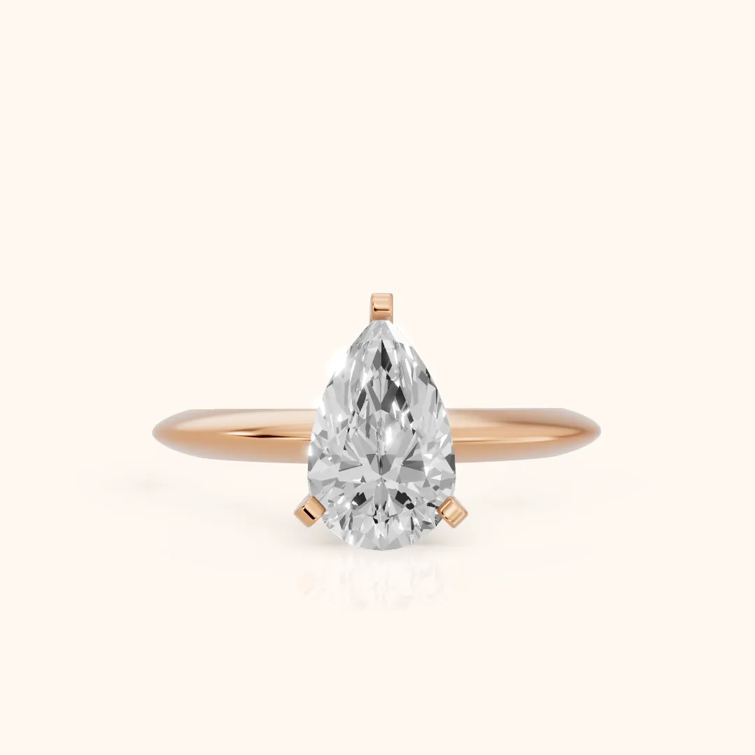 Amira Six-Prong Solitaire Pear Diamond Engagement Ring in Rose Gold — view 2