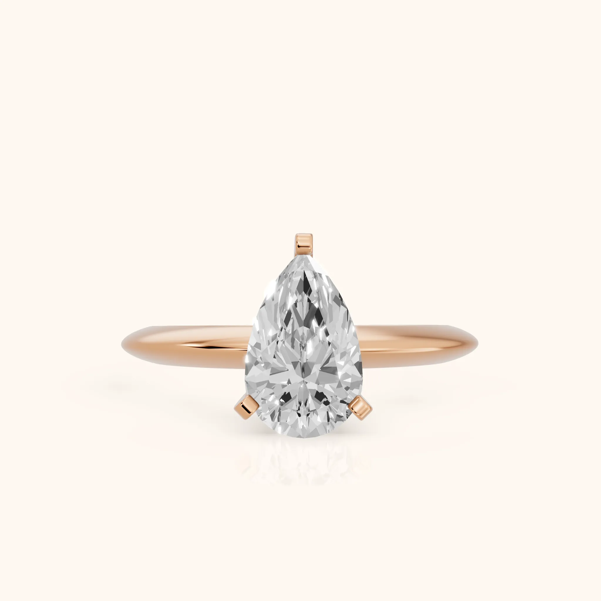 Amira Six-Prong Solitaire Pear Diamond Engagement Ring in Rose Gold — view 1